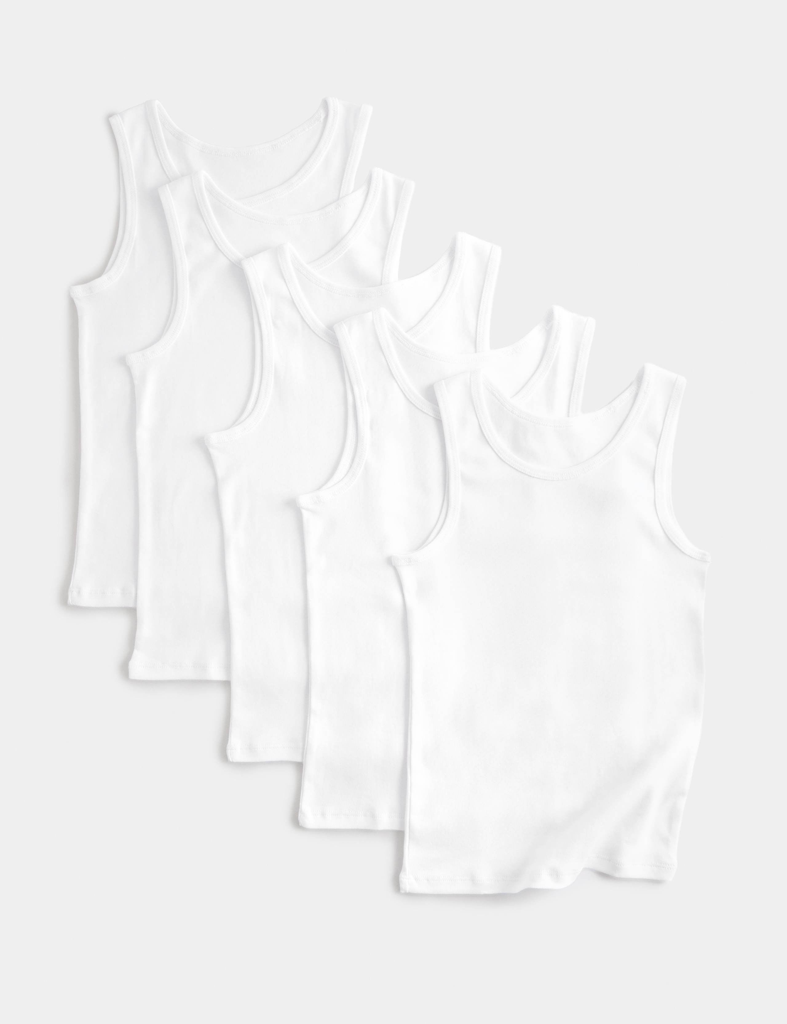 5 Pack Pure Cotton Vests (2-14 Yrs)