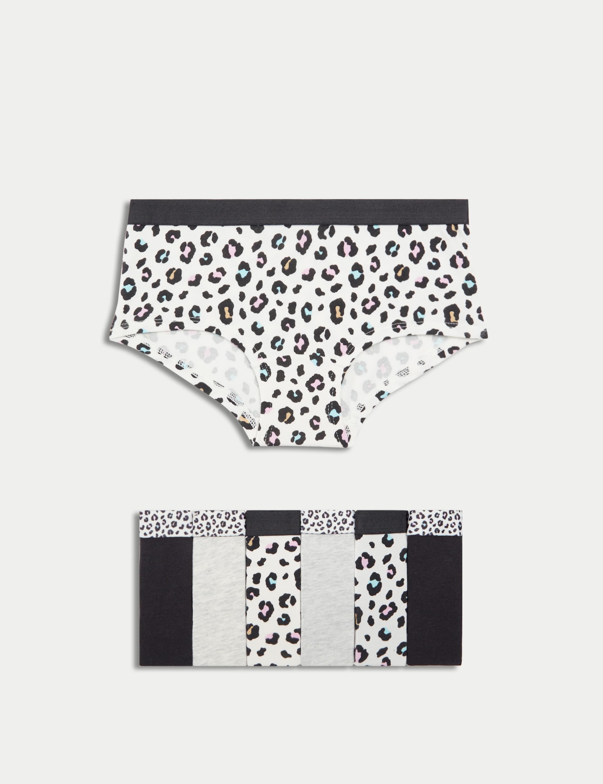 7pk Cotton with Stretch Leopard Shorts (5-16 Yrs)