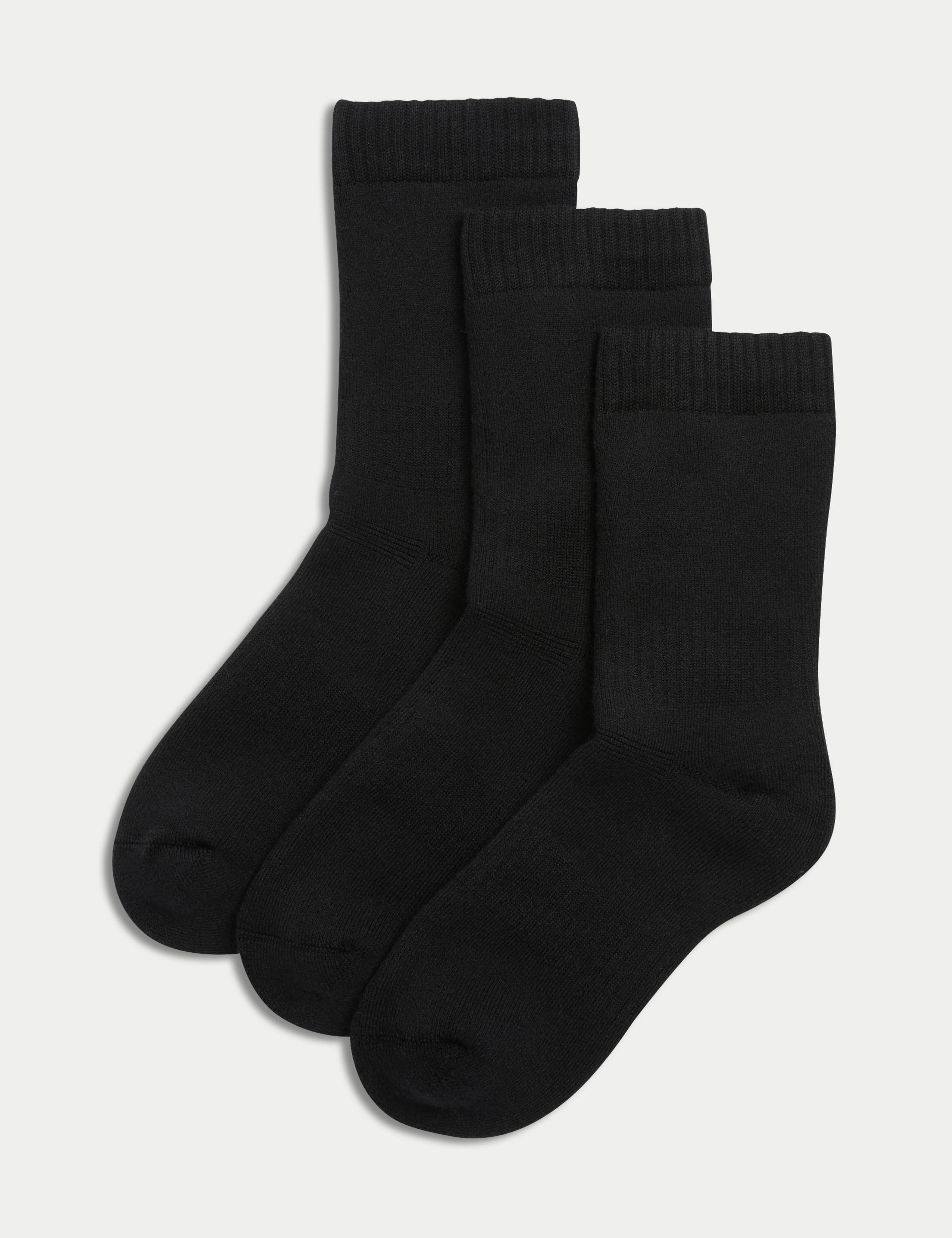 3pk Cotton Blend Thermal Socks (7-10 Yrs)