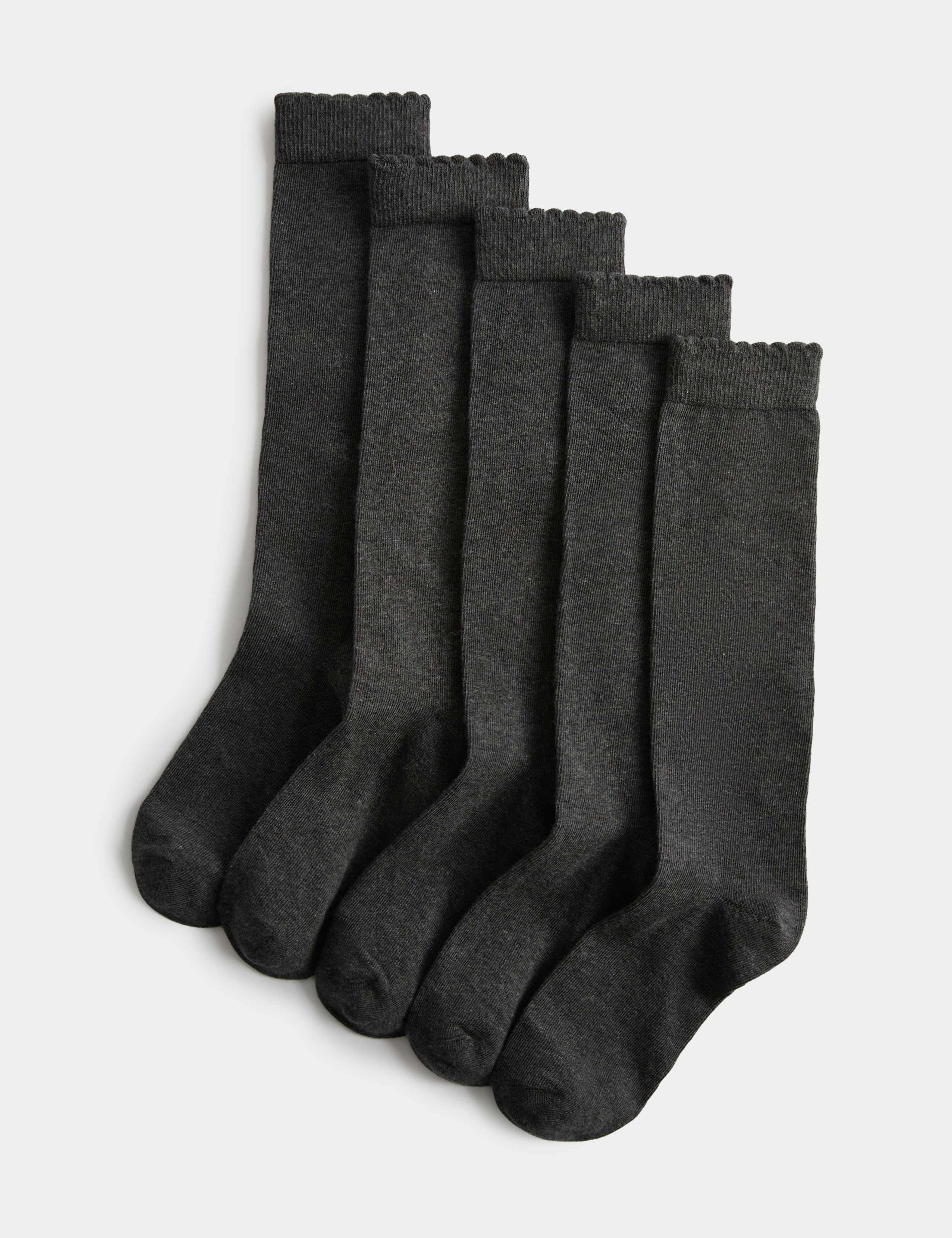 5 Pack Cotton Rich Knee High Socks (6 Small-7 Large)