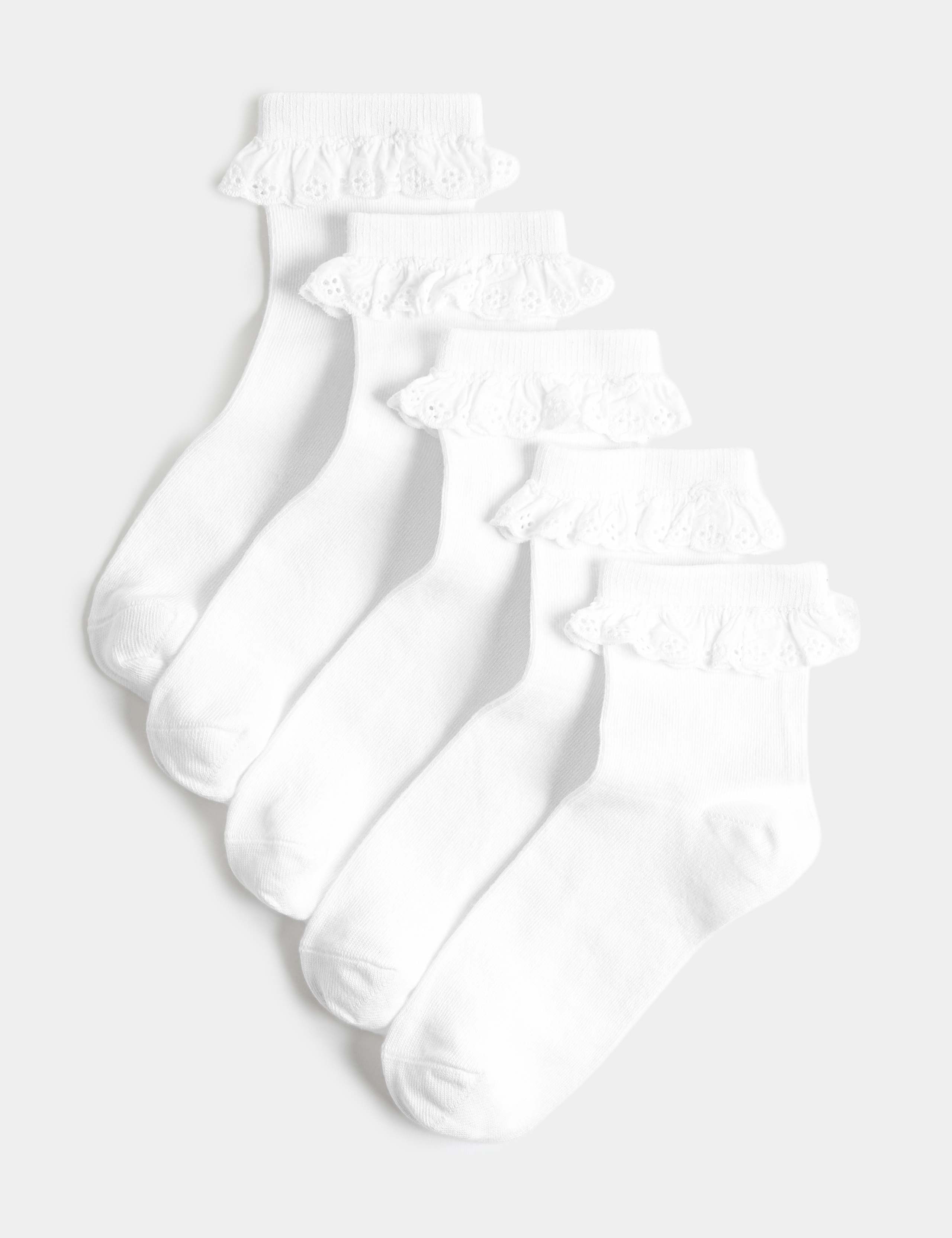 5 Pack Cotton Rich Frill Ankle Socks