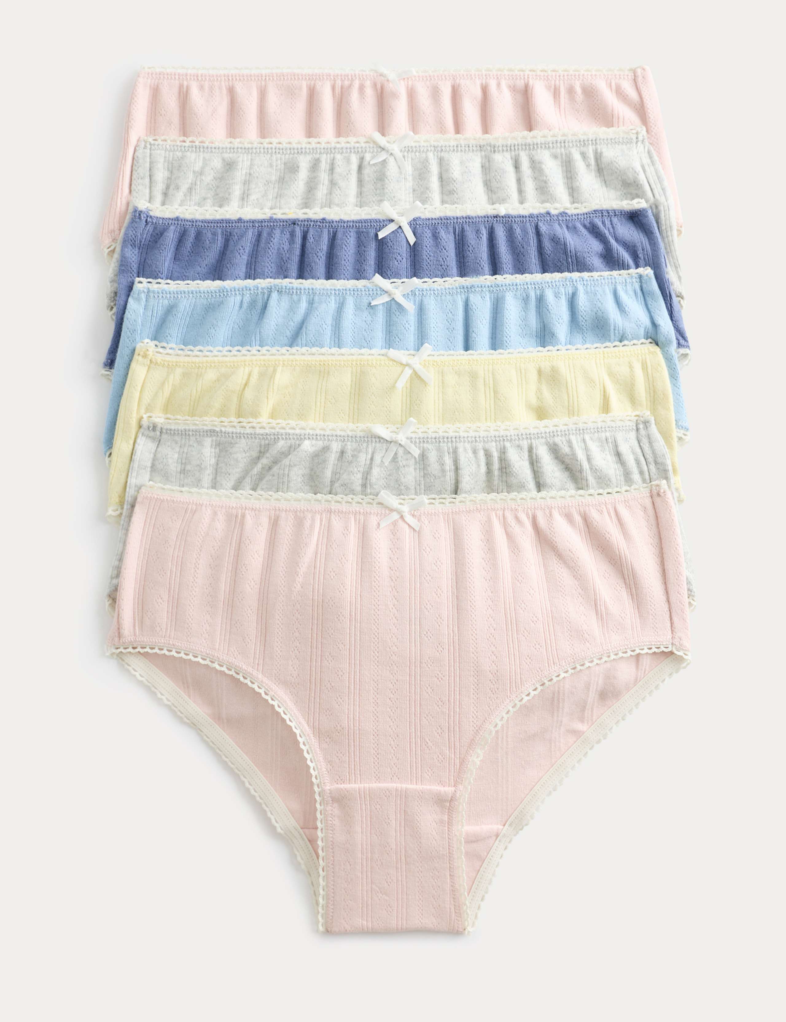 7 Pack Cotton with Stretch Pointelle Knickers (18 Mths-14 Yrs)