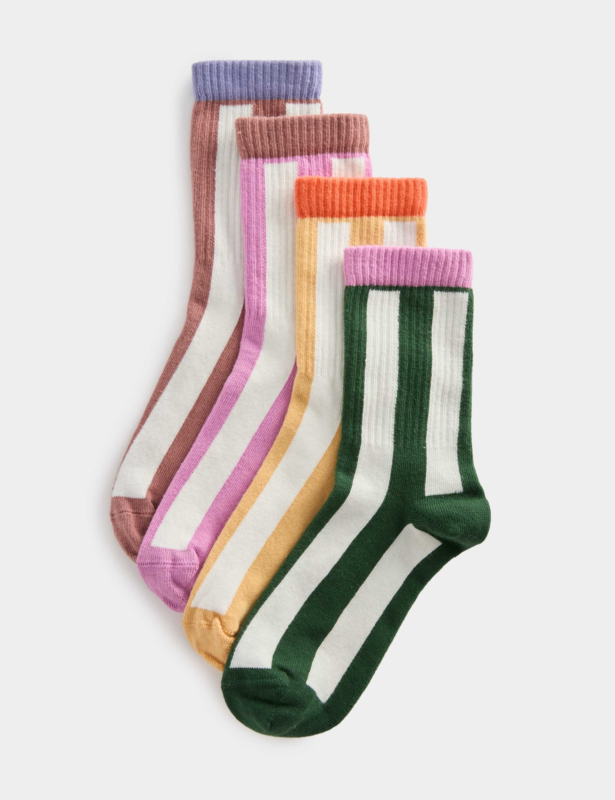 4 Pack Cotton Rich Vertical Stripe Socks (6 Small-7 Large)