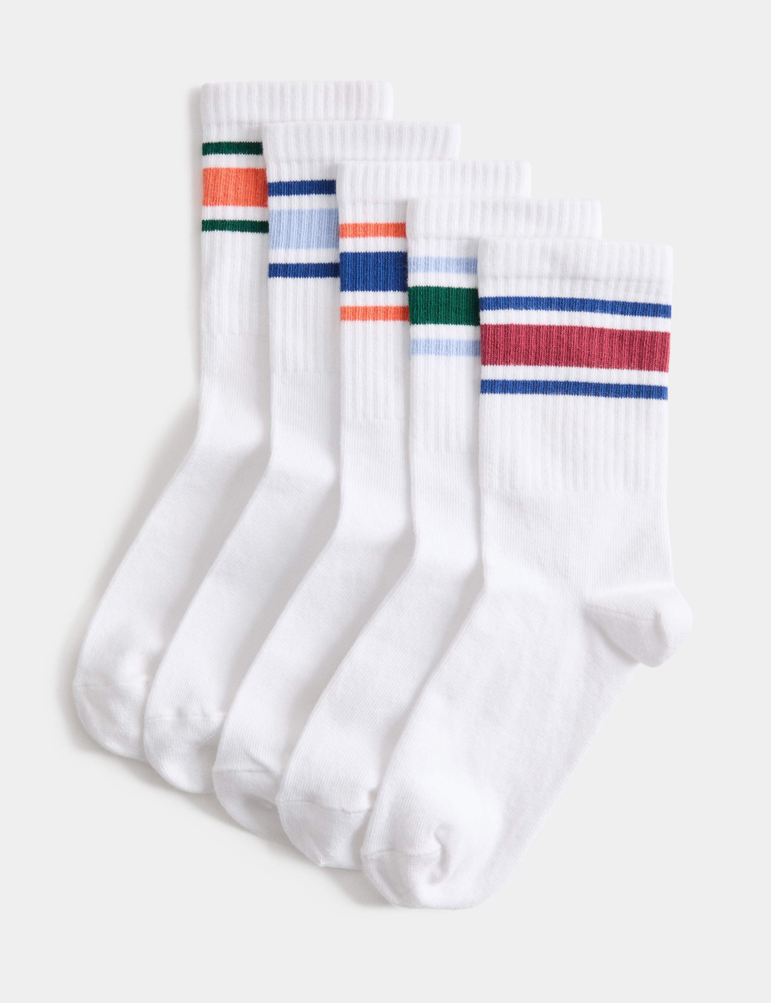 5 Pack Bold Striped Ankle Socks (6 Small - 7 Large)