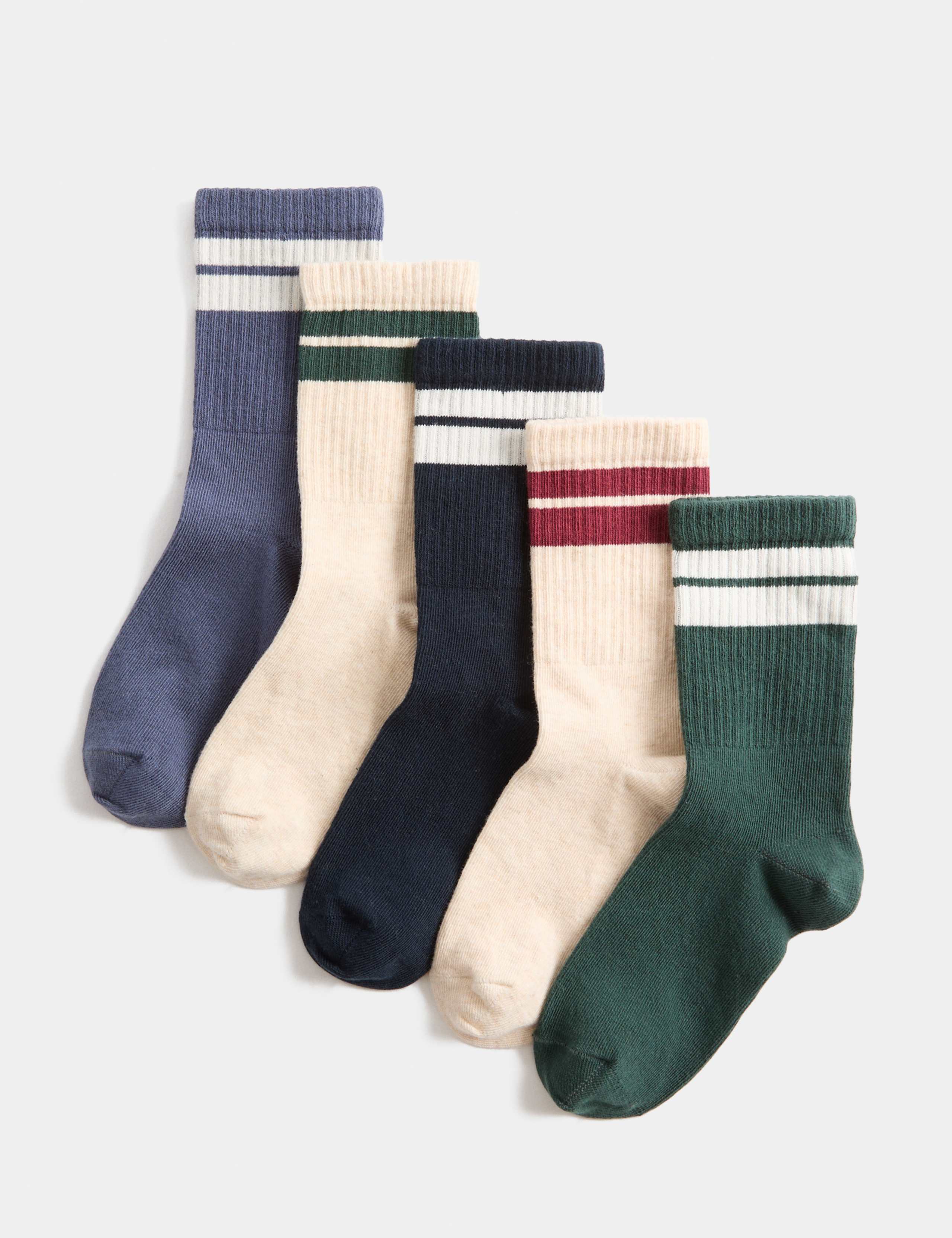 5 Pack Cotton Rich Sports Stripe Socks (6 Small - 7 Large)