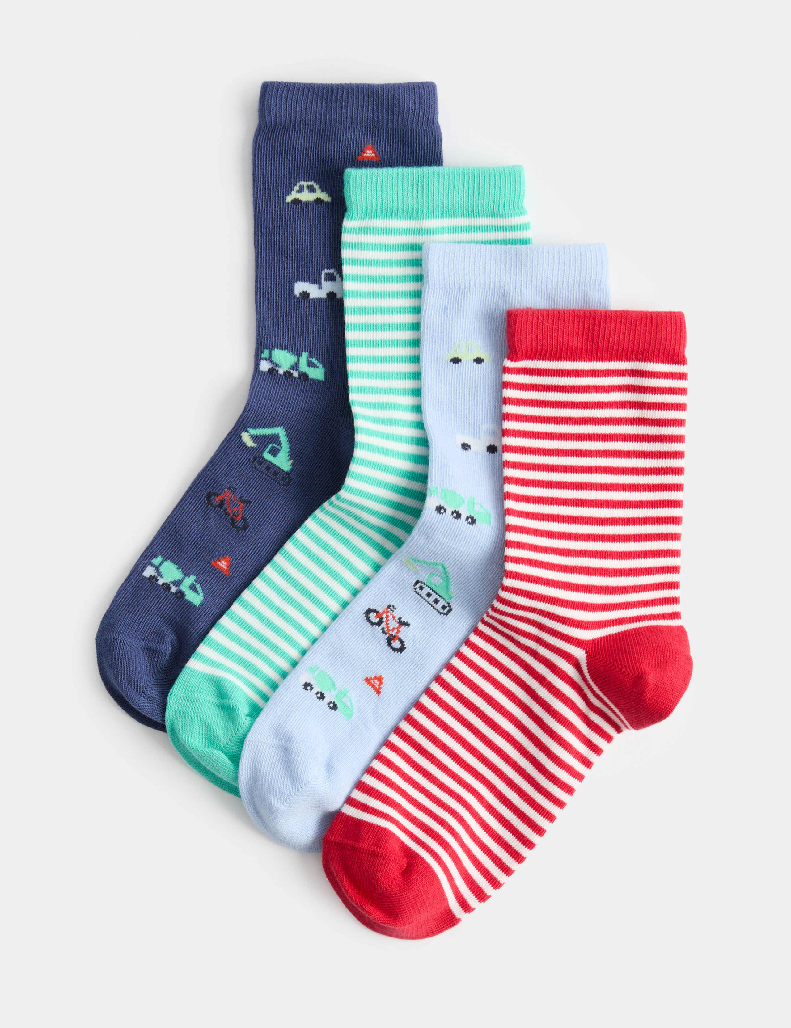 4 Pack Cotton Rich Transport Socks (6 Small-3½ Large)