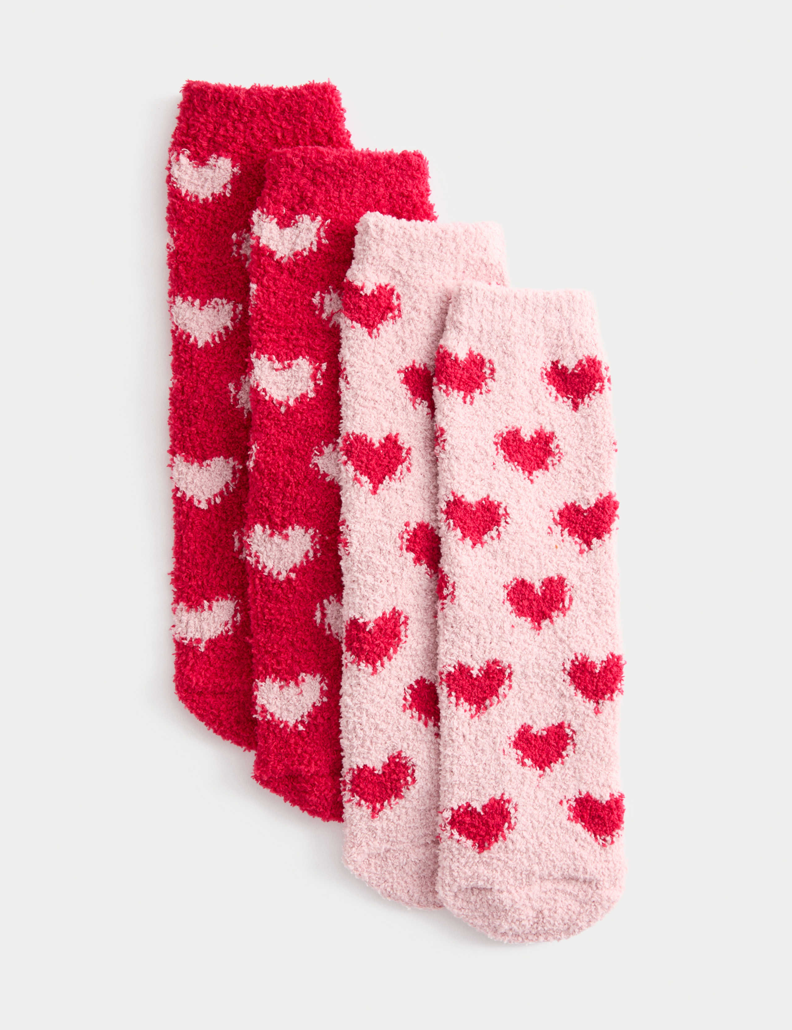 2pk Heart Cosy Slipper Socks