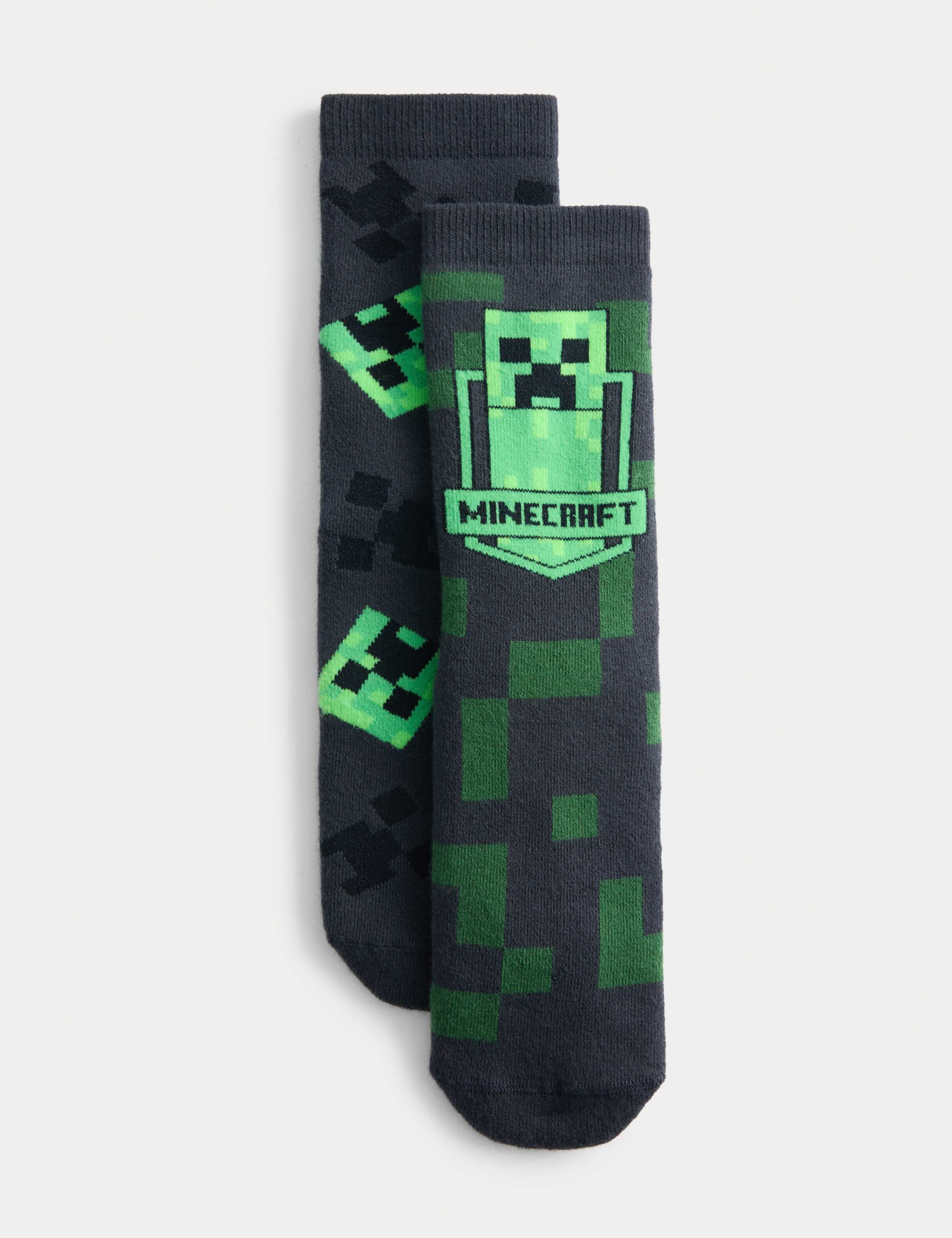 2pk Cotton Rich Minecraft™ Slipper Socks (6 Small - 7 Large)