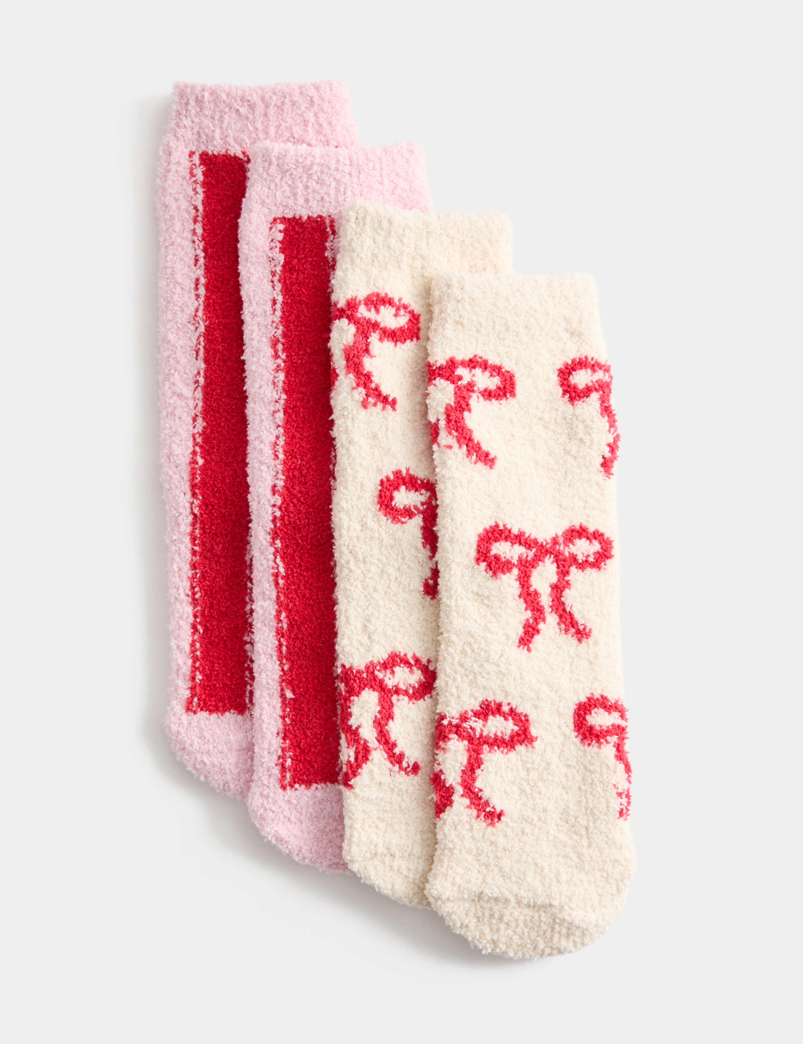 2pk Cosy Bow Socks (6 Small - 7 Large)