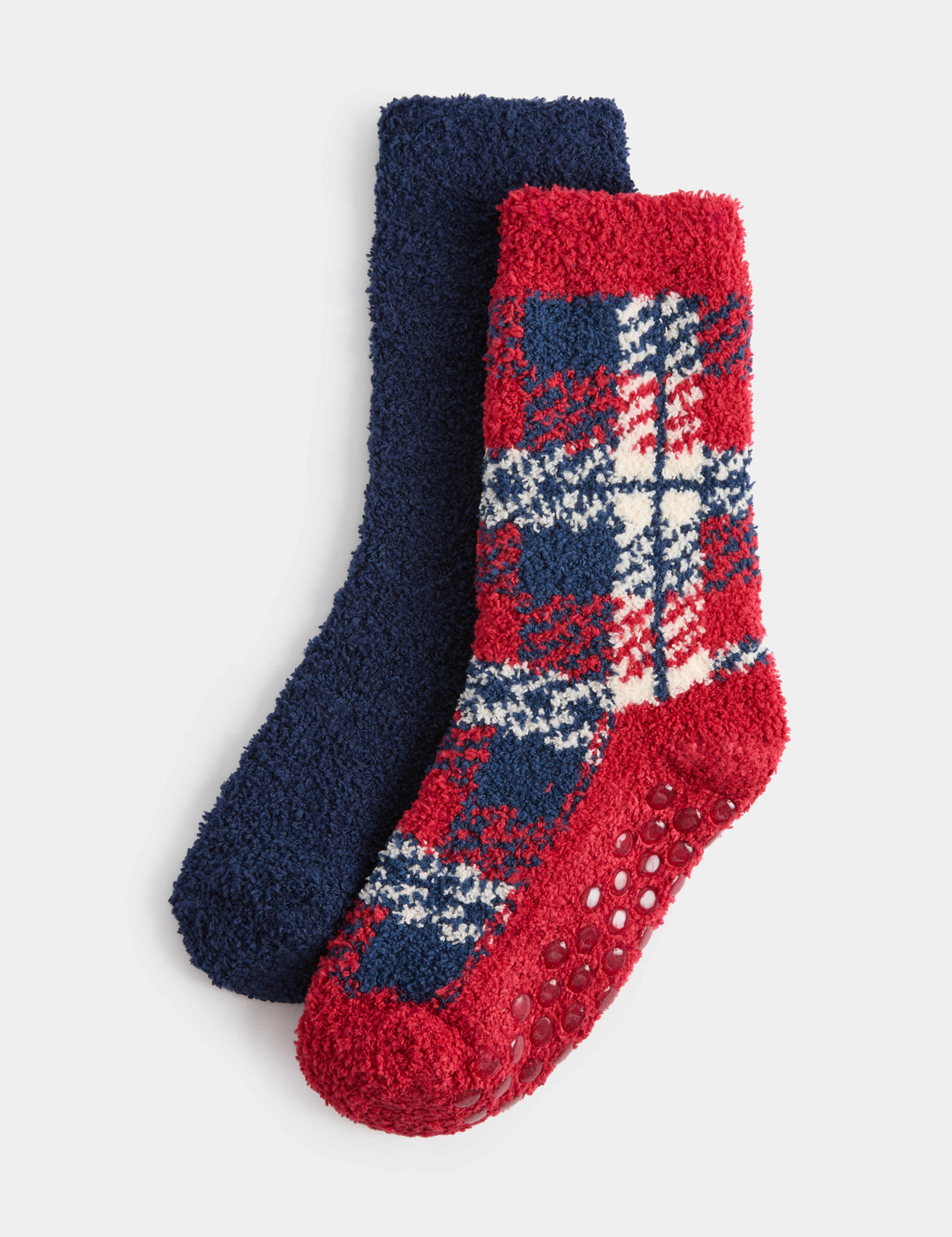 2 Pack Checked Slipper Socks