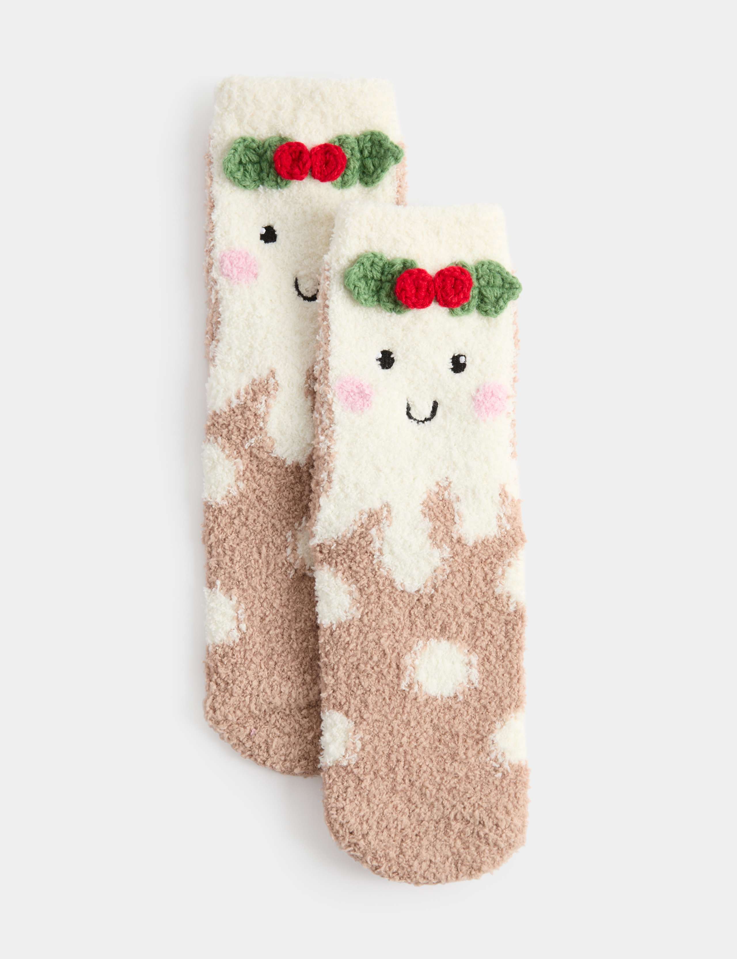 Cosy Christmas Pudding Print Slipper Socks