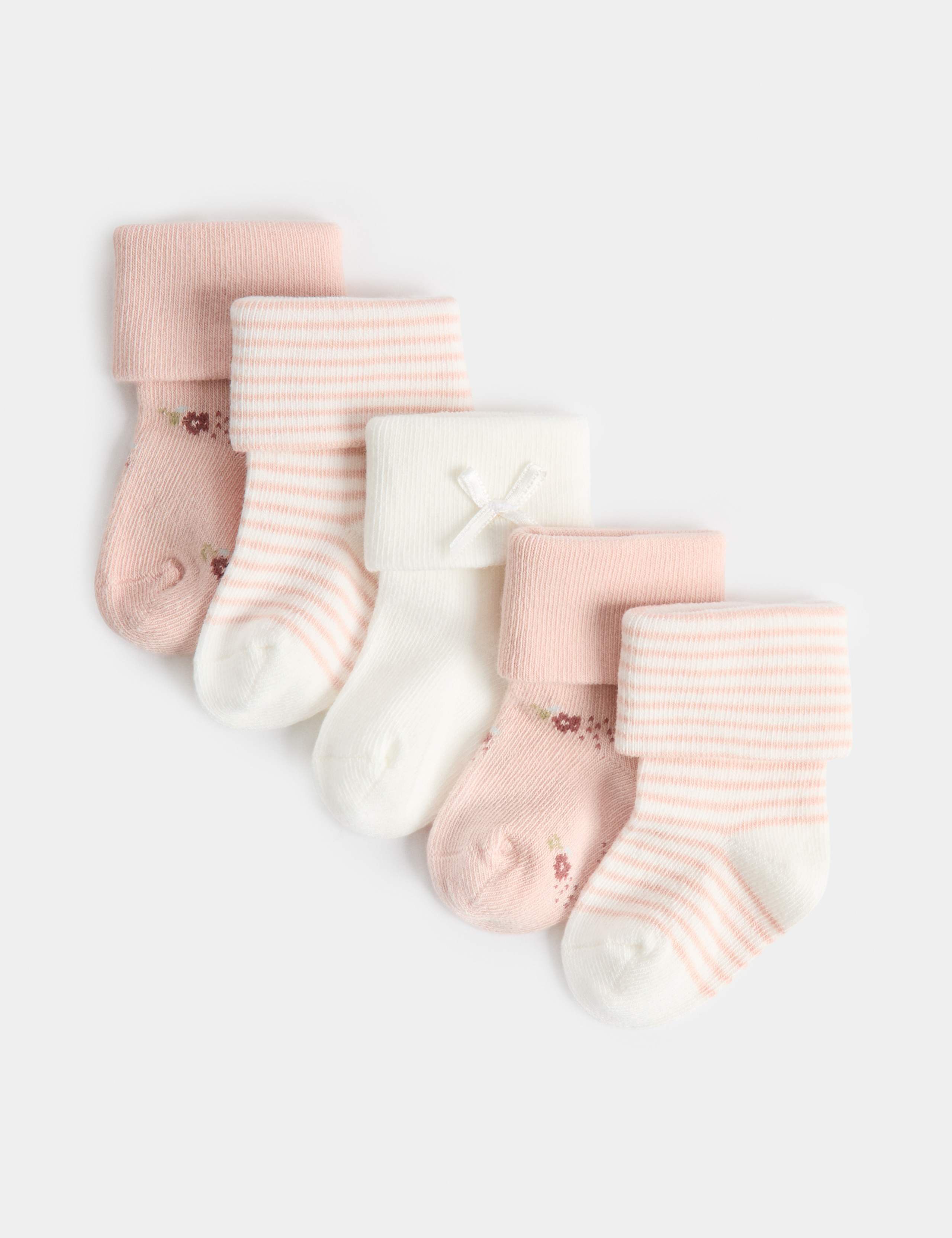 5 Pack Cotton Rich Floral Socks (7lbs-2 Yrs)