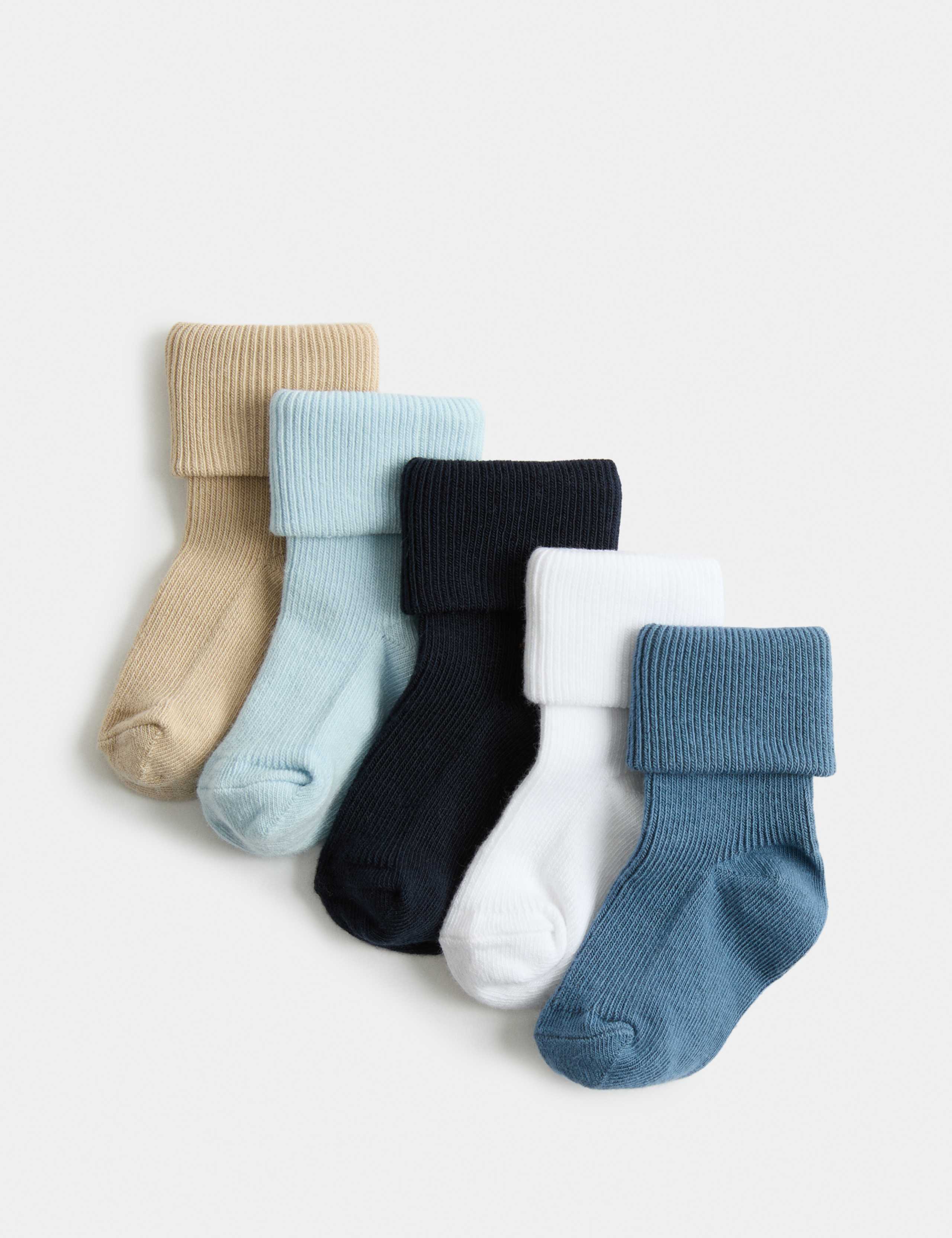 5pk Cotton Rich Ribbed Socks (0-2 Yrs)