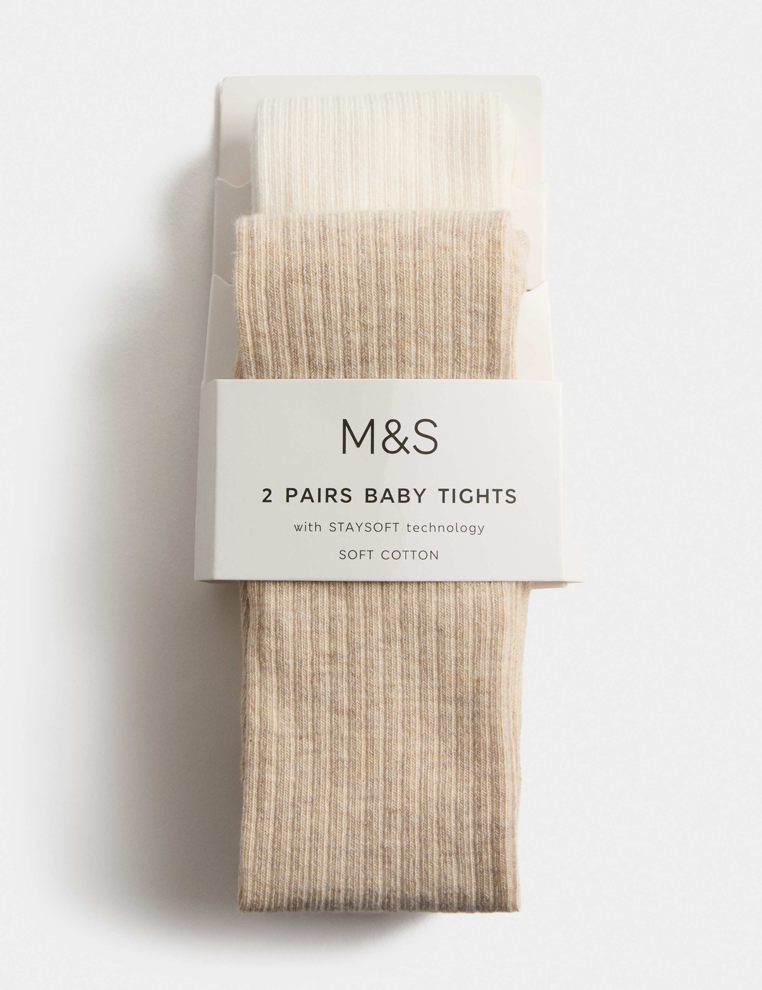 2 Pack Cotton Rich Ribbed Tights (0-3 Yrs)