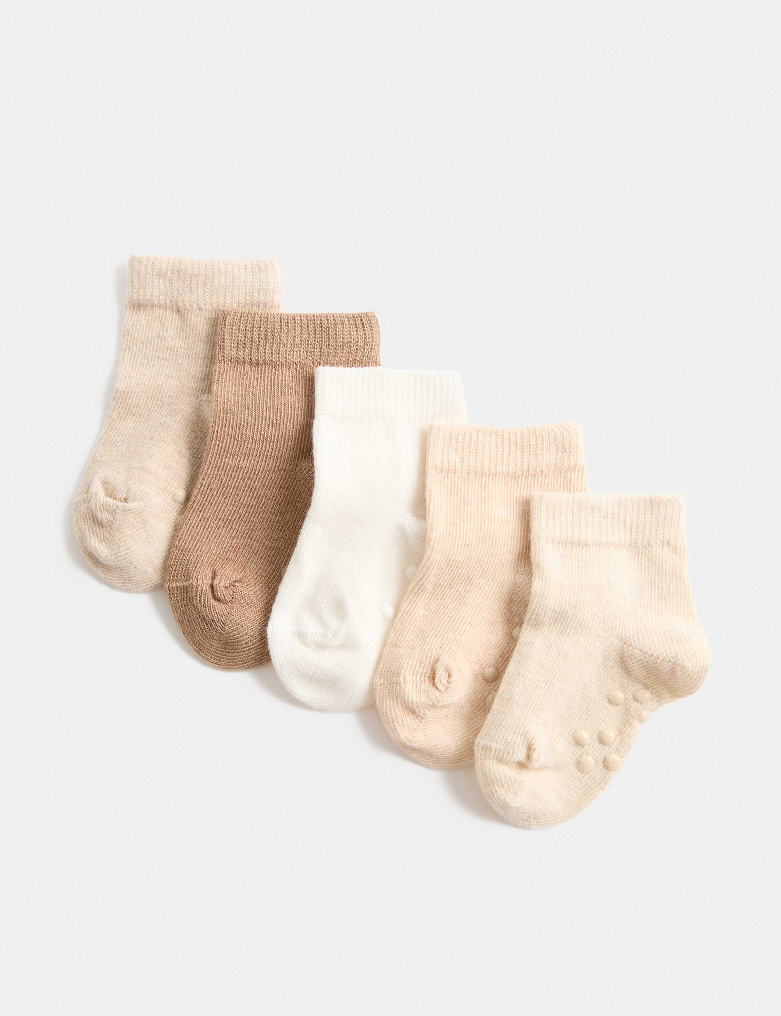 5 Pack Cotton Rich Gripper Baby Socks