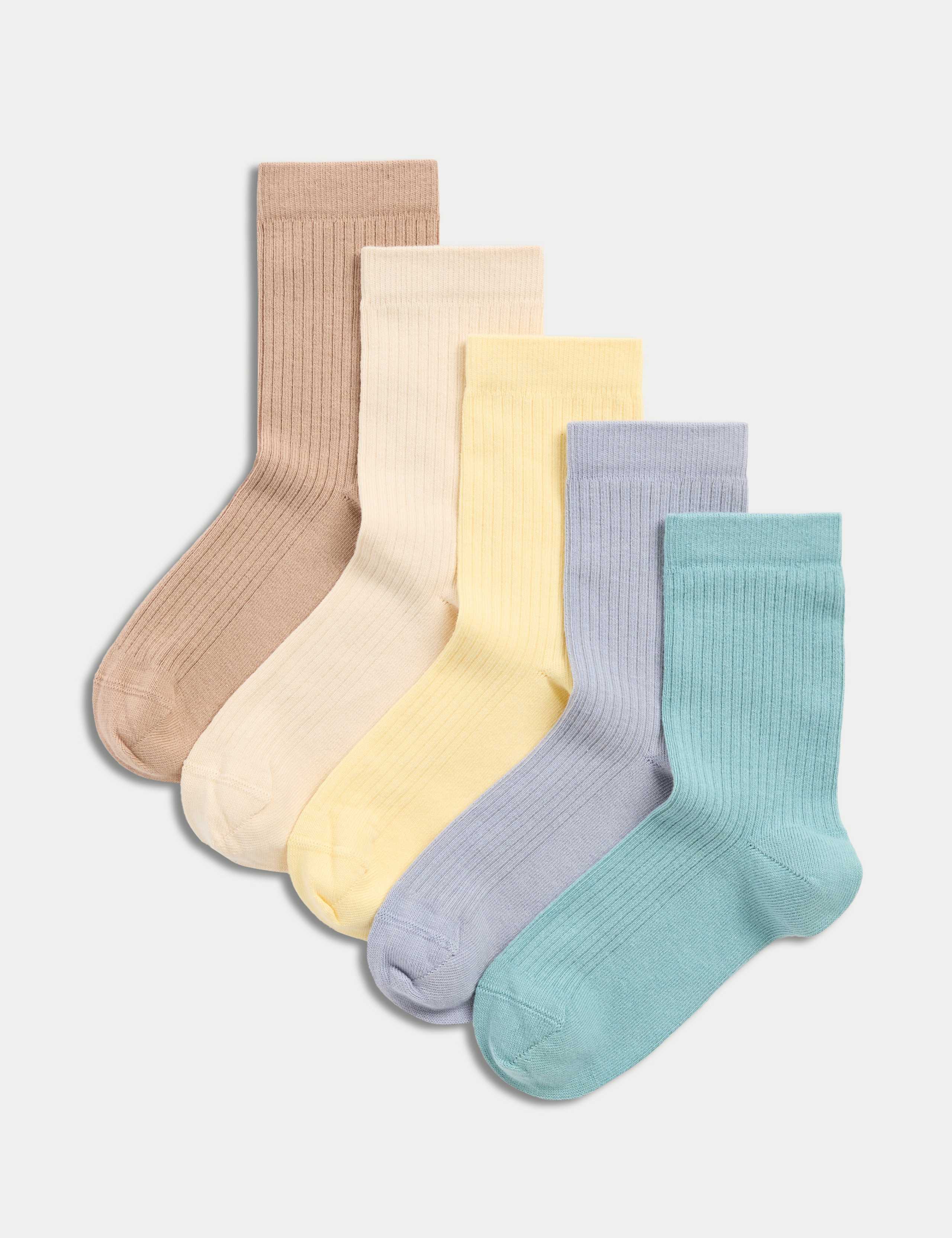 5pk Cotton Rich Ribbed Socks (6 Small - 7 Large)