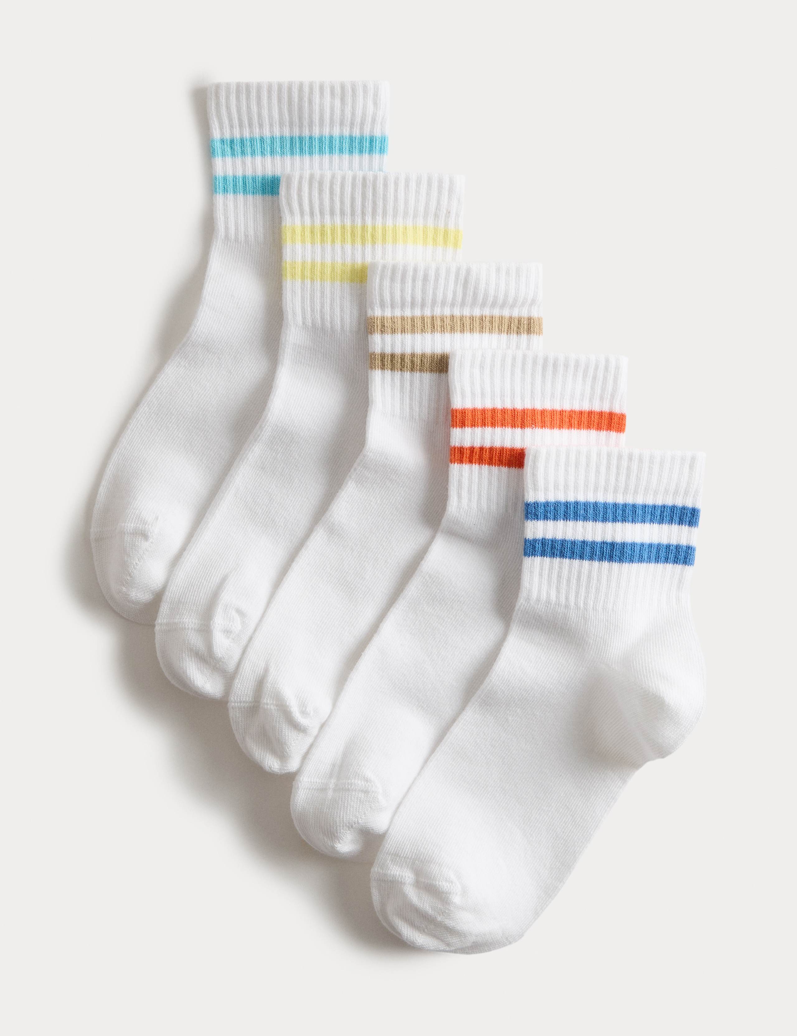 5p Ribbed Quarter Length Sports Socks