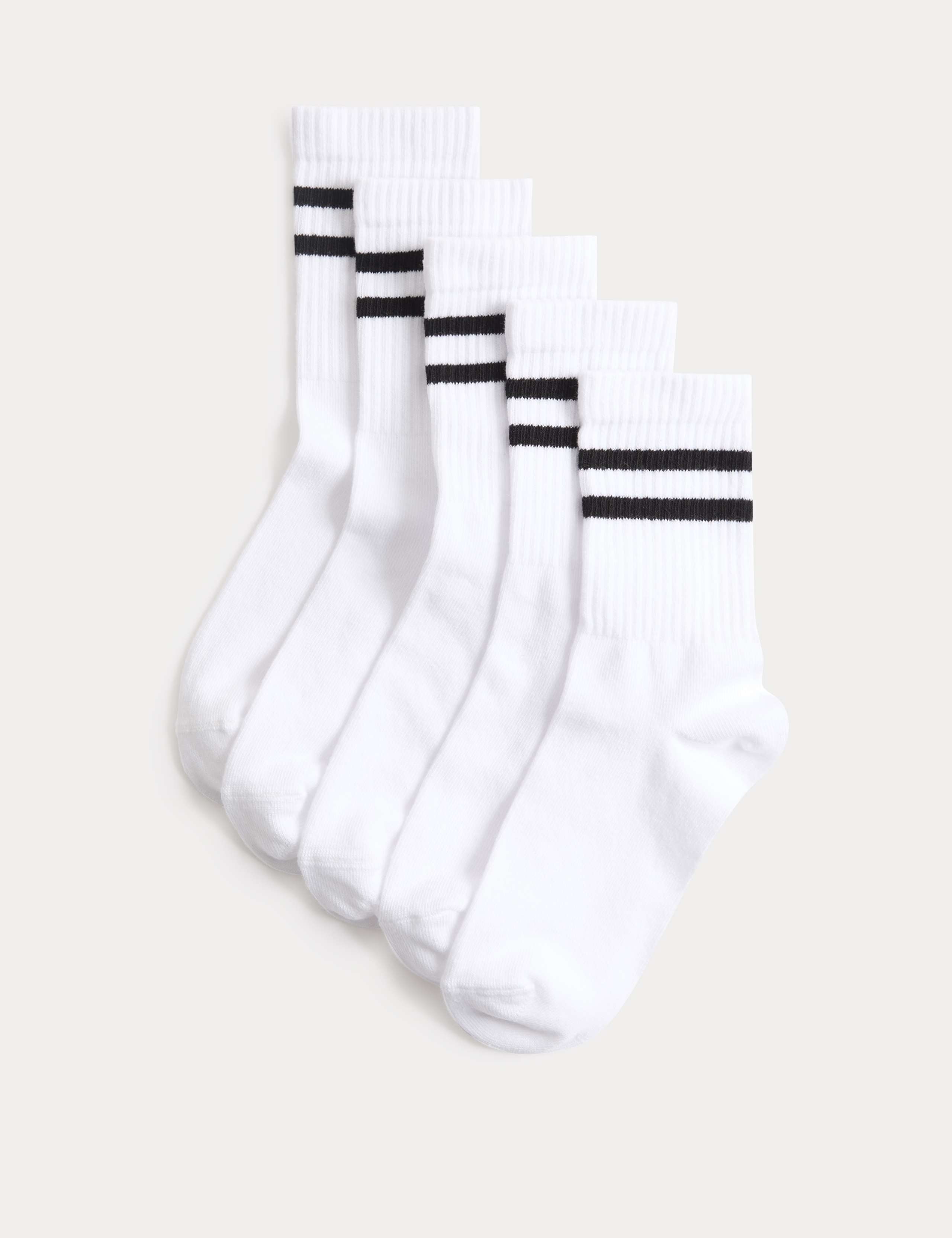5 Pack Cotton Rich Striped Sports Socks (6 Small-7 Large)