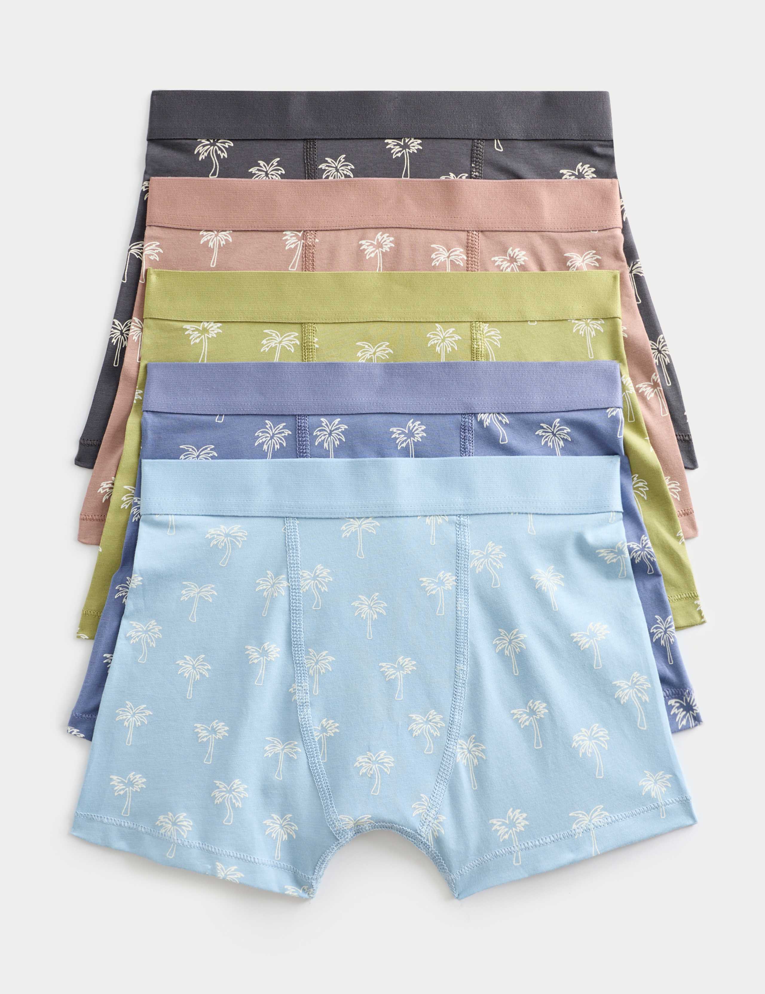 5 Pack Cotton Rich Patterned Trunks (5-16 Yrs)
