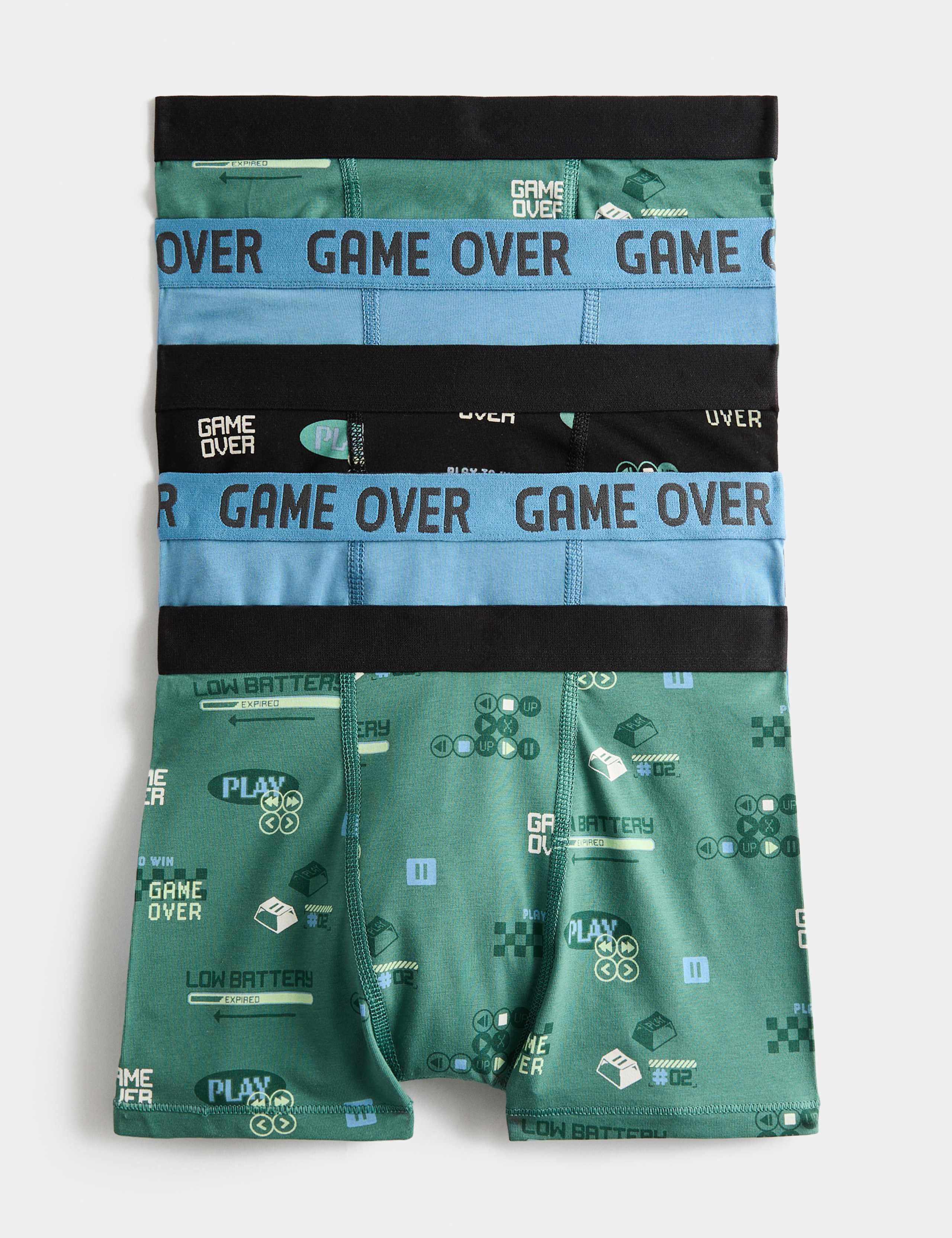 5 Pack Cotton Rich Gaming Trunks (5-16 Yrs)