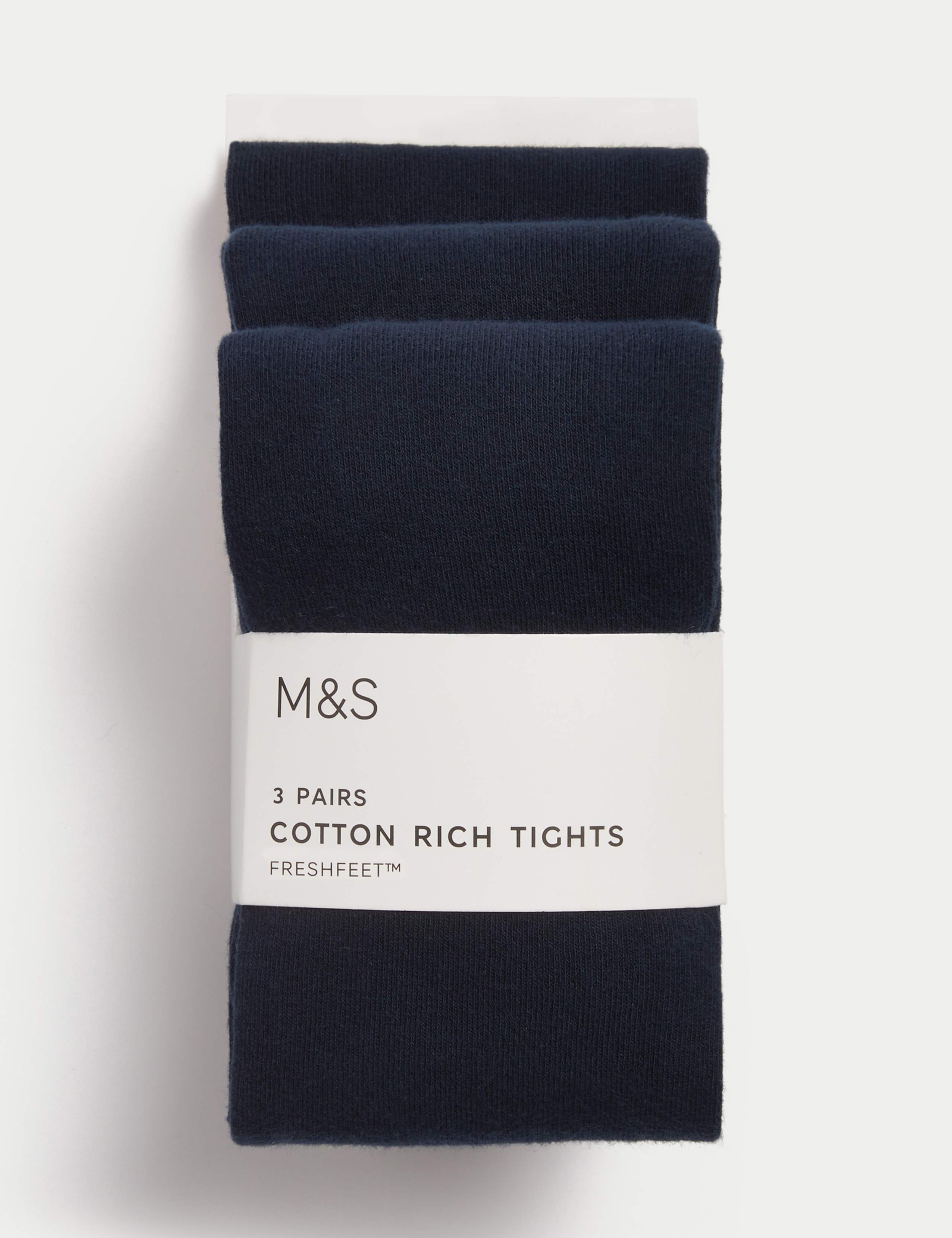 3pk Cotton School Tights (2-16 Yrs)