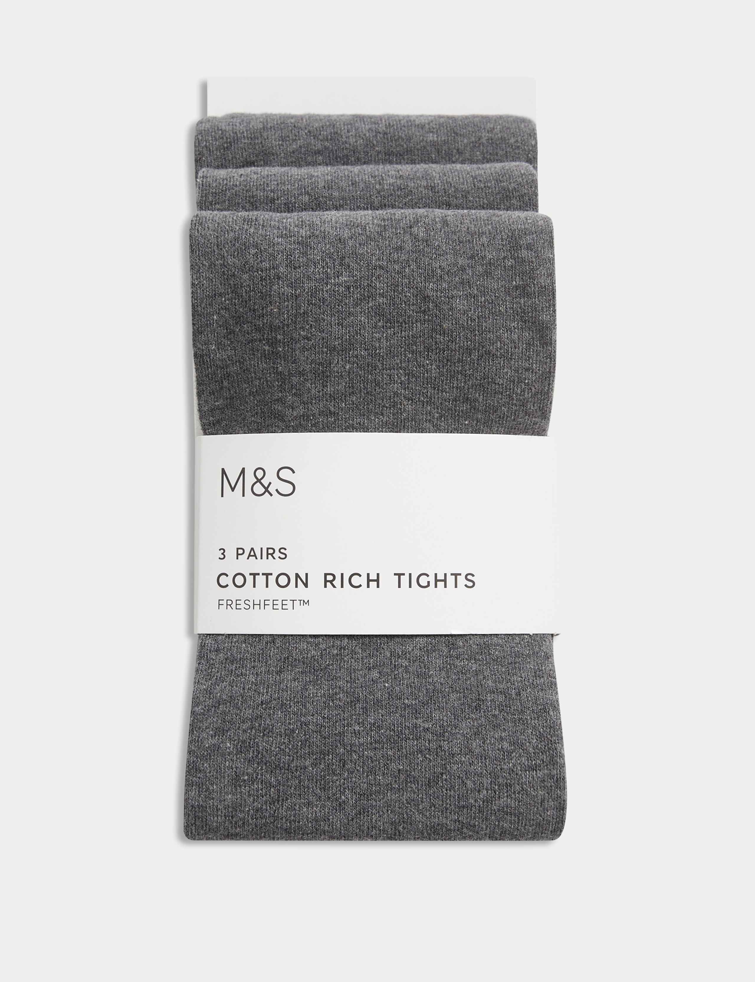 3pk Cotton School Tights (2-16 Yrs)