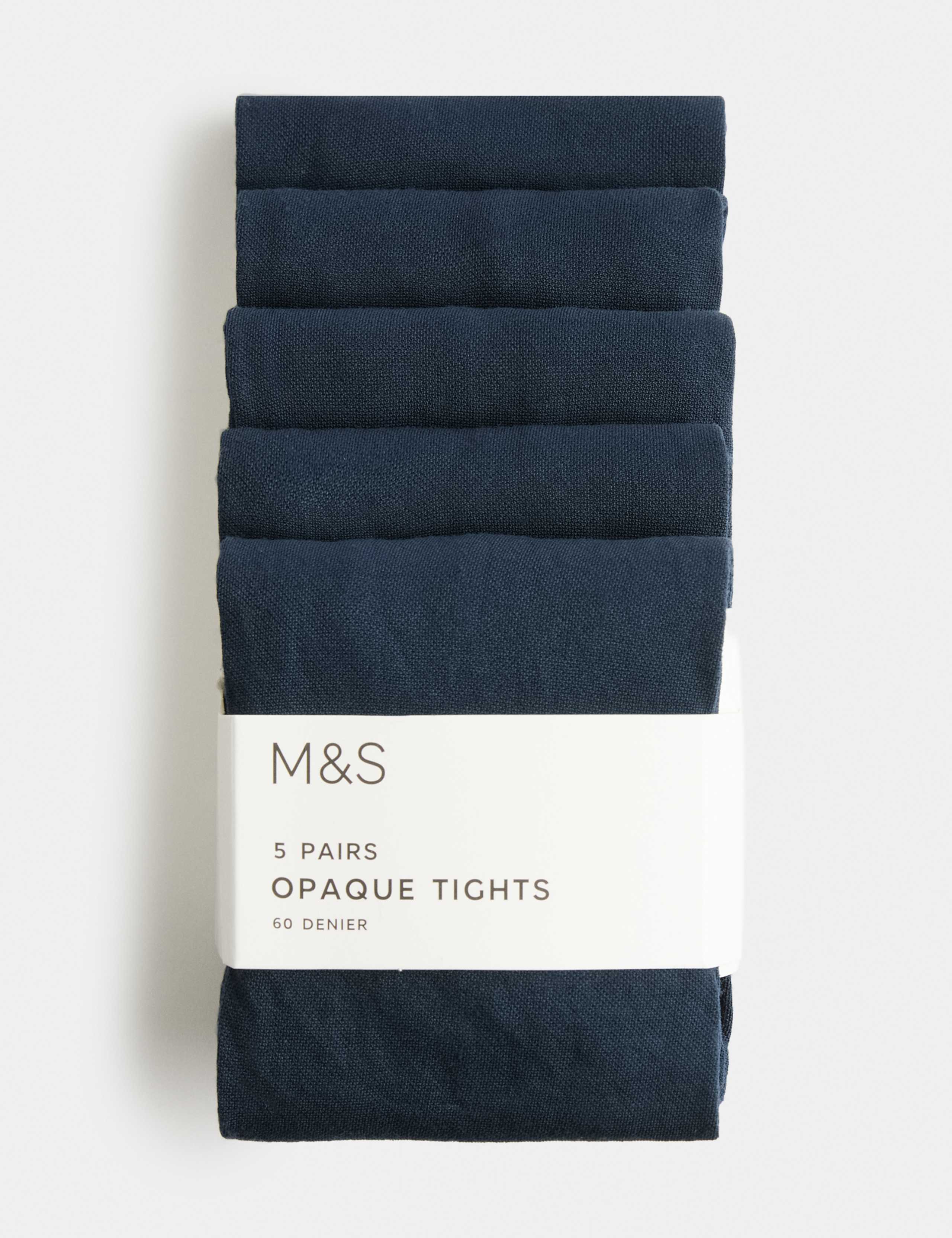 5 Pack 60 Denier Opaque Tights (6-16 Yrs)