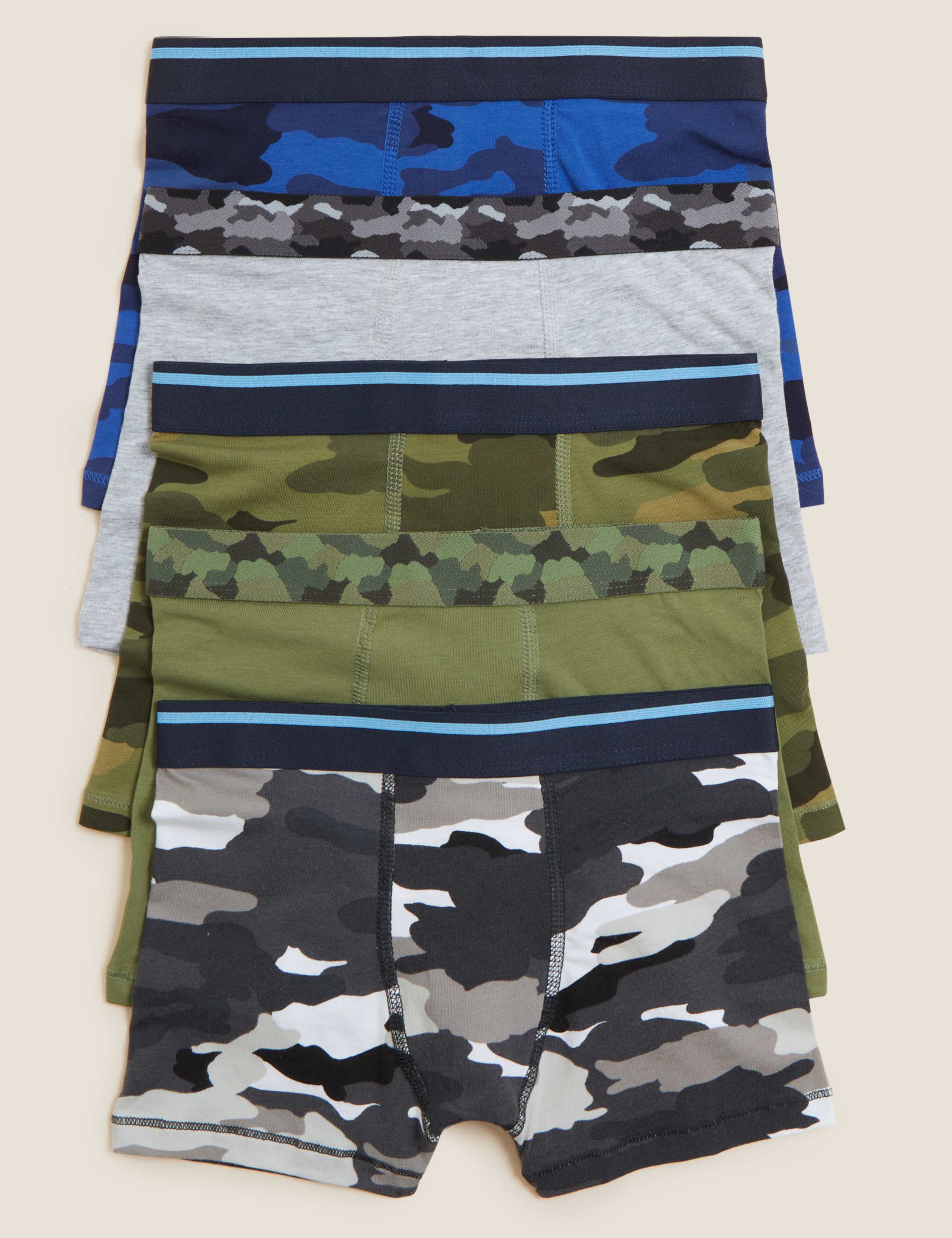 5pk Cotton Camo Trunks (2 - 16 Yrs)