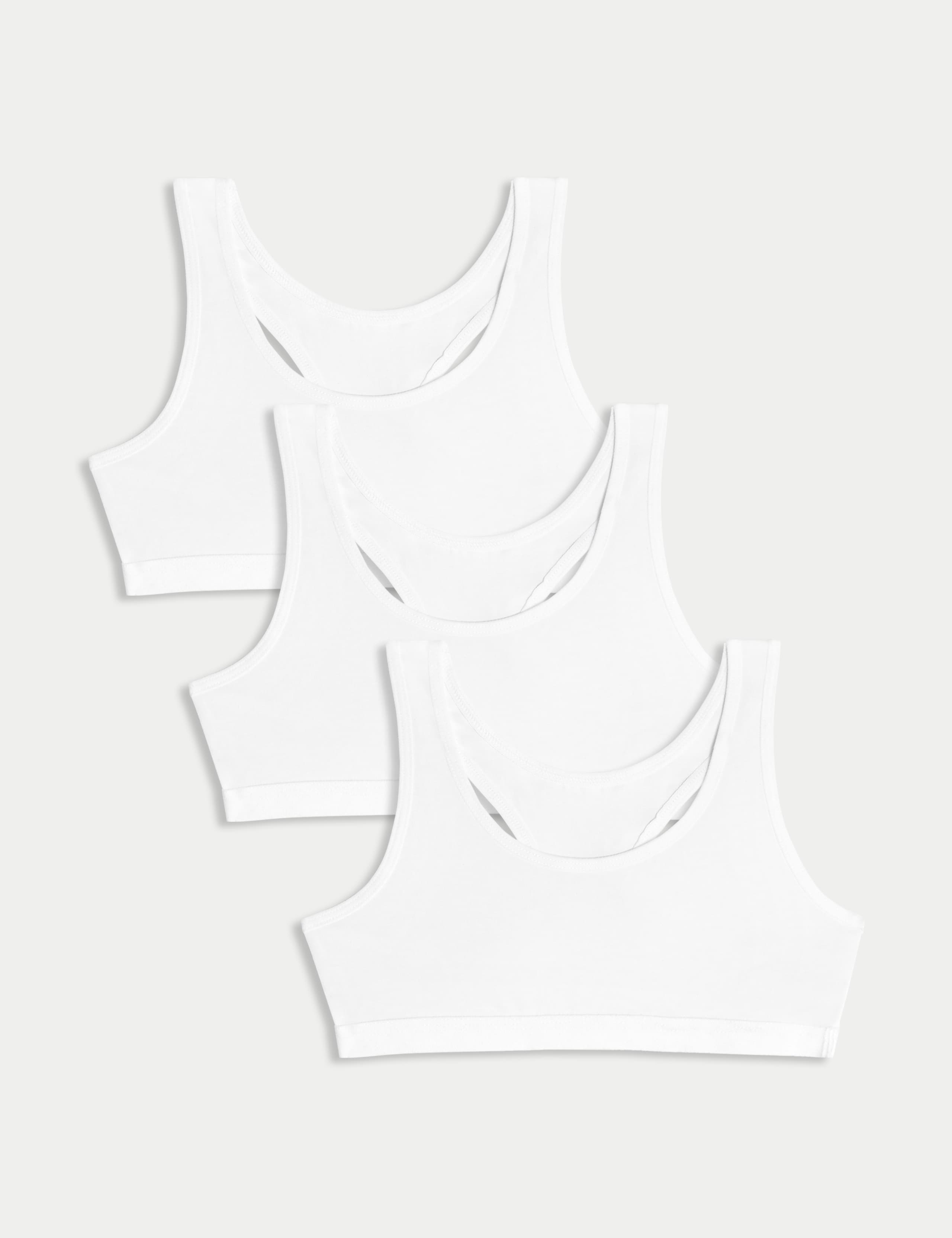 3pk Cotton with Stretch Racer Crop Tops (6-16 Yrs)