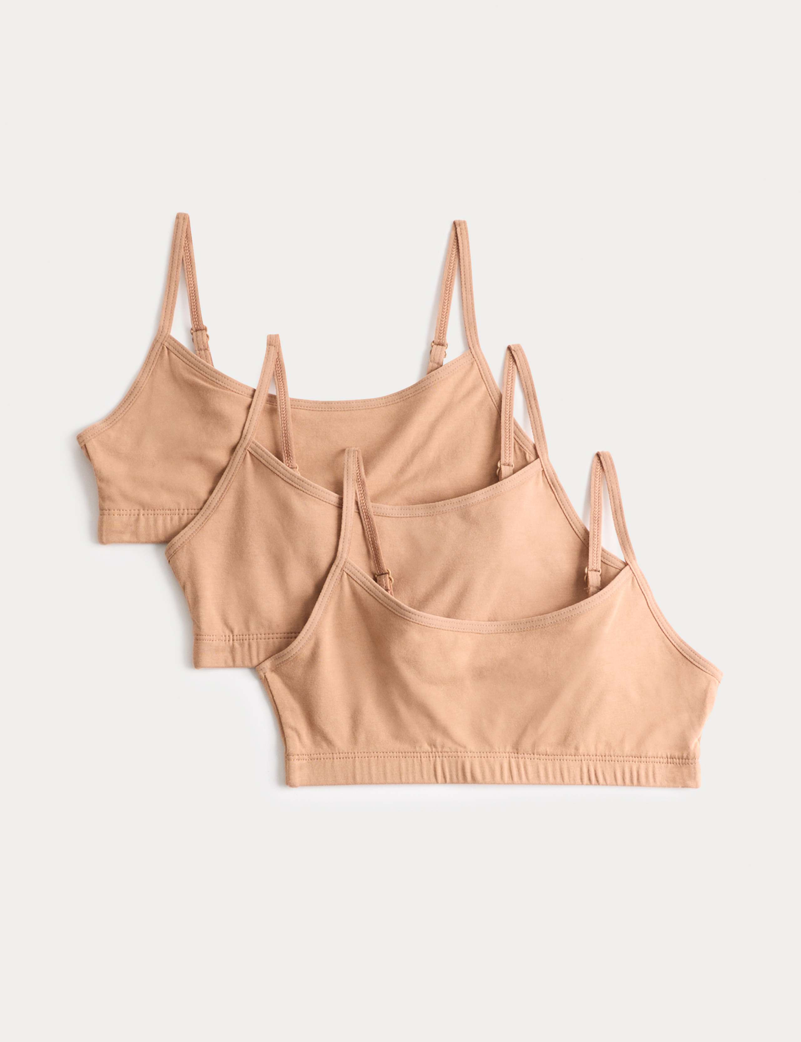 3pk Cotton with Stretch Crop Tops (6-16 Yrs)