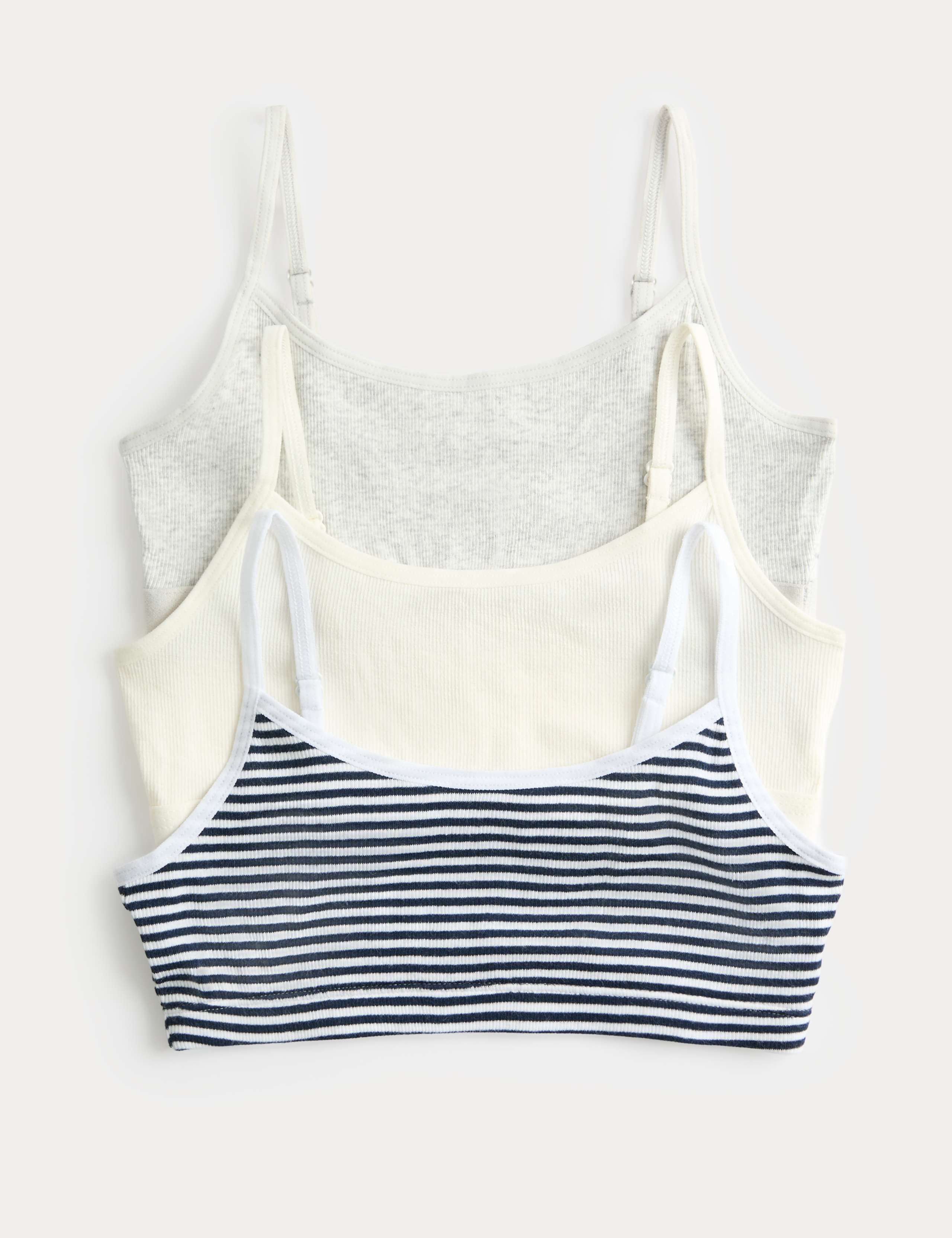 3pk Cotton Rich Ribbed Crop Tops (6-16 Yrs)