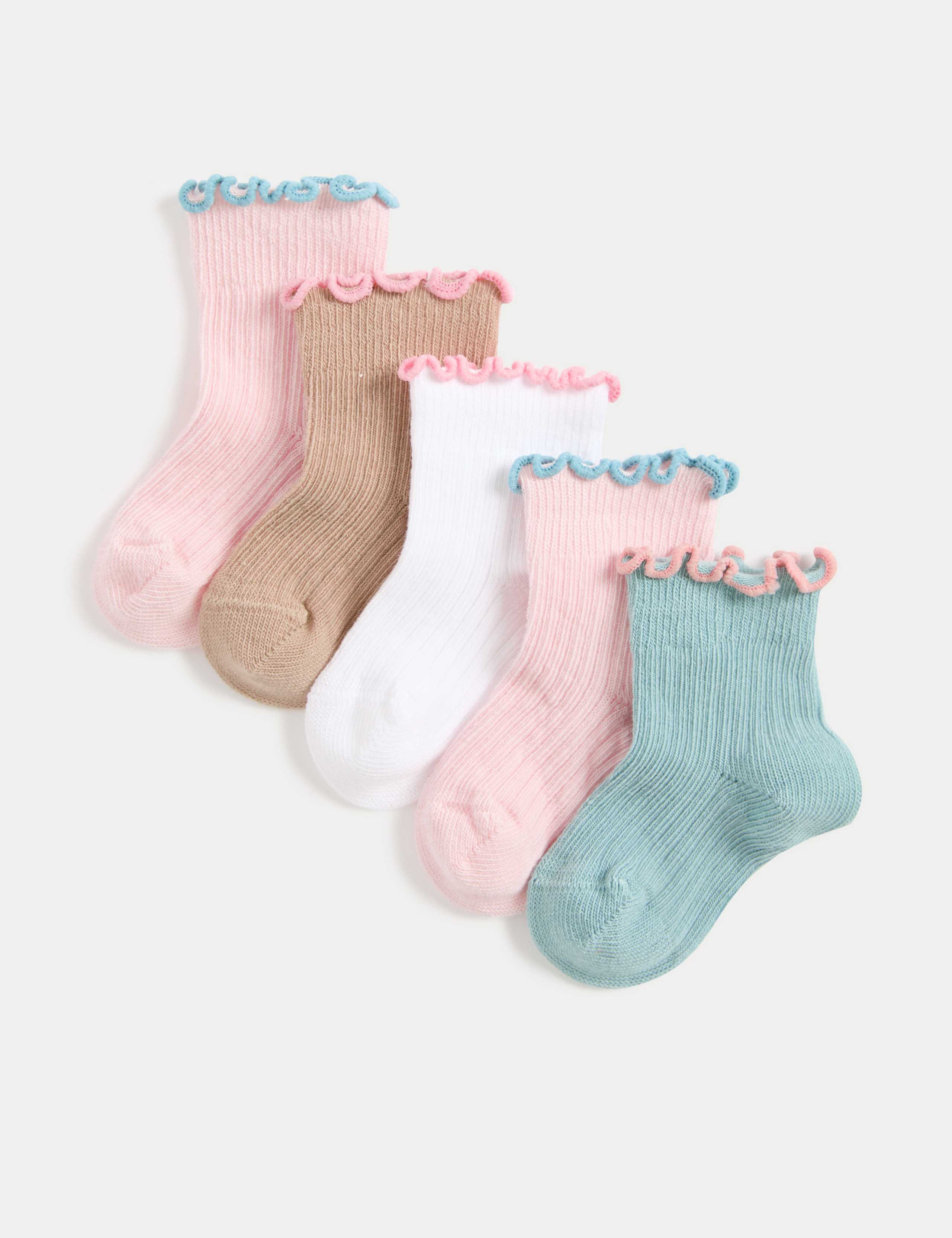 5pk Cotton Rich Baby Socks (0-3 Yrs)