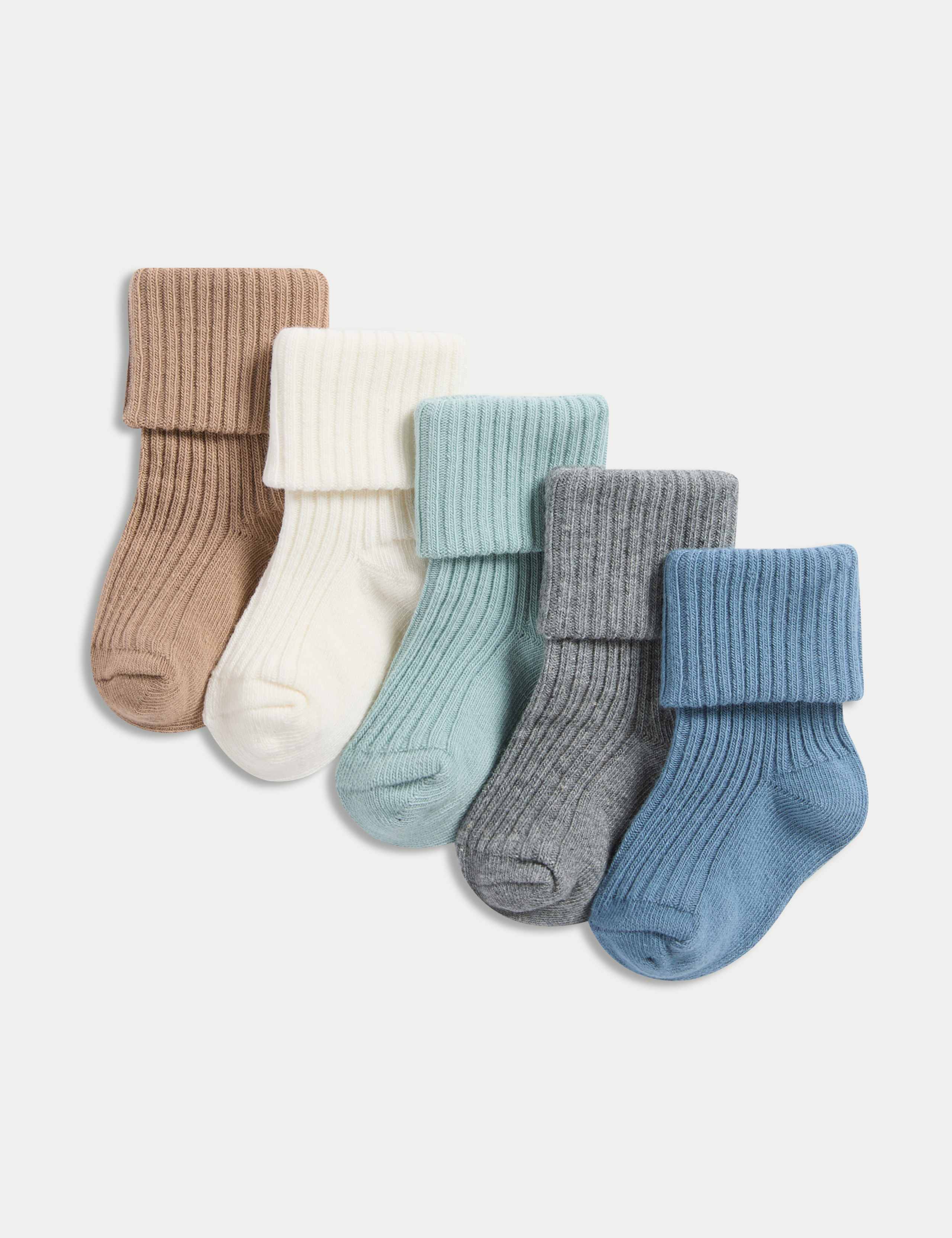 5pk Cotton Rich Ribbed Baby Socks (0-3 Yrs)