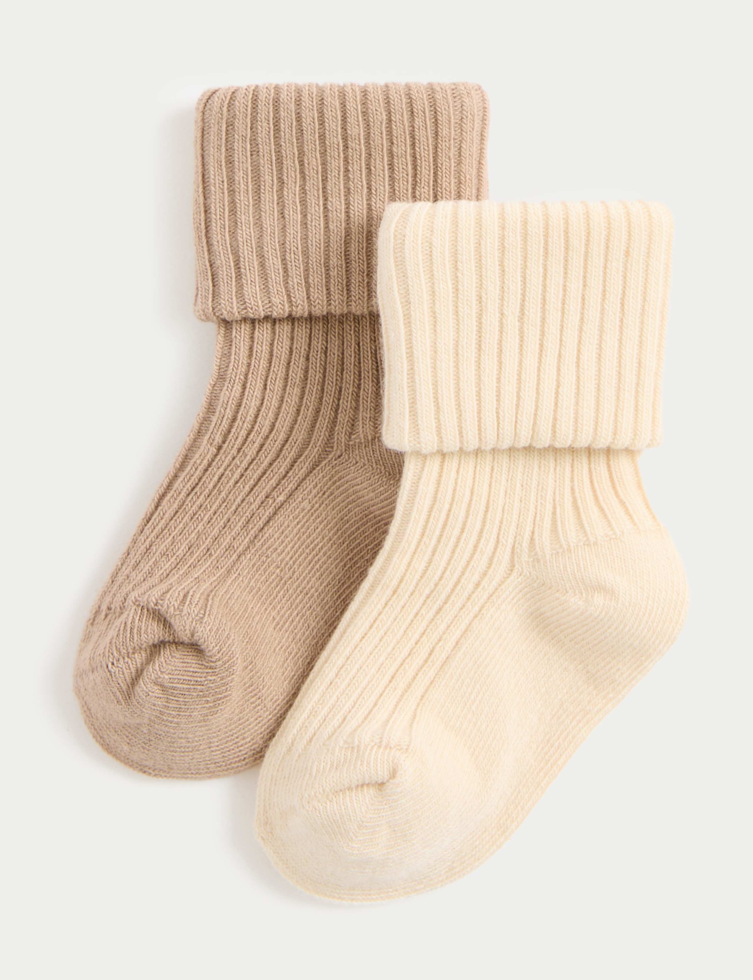 2pk Cotton Rich Ribbed Socks (7lbs-3 Yrs)
