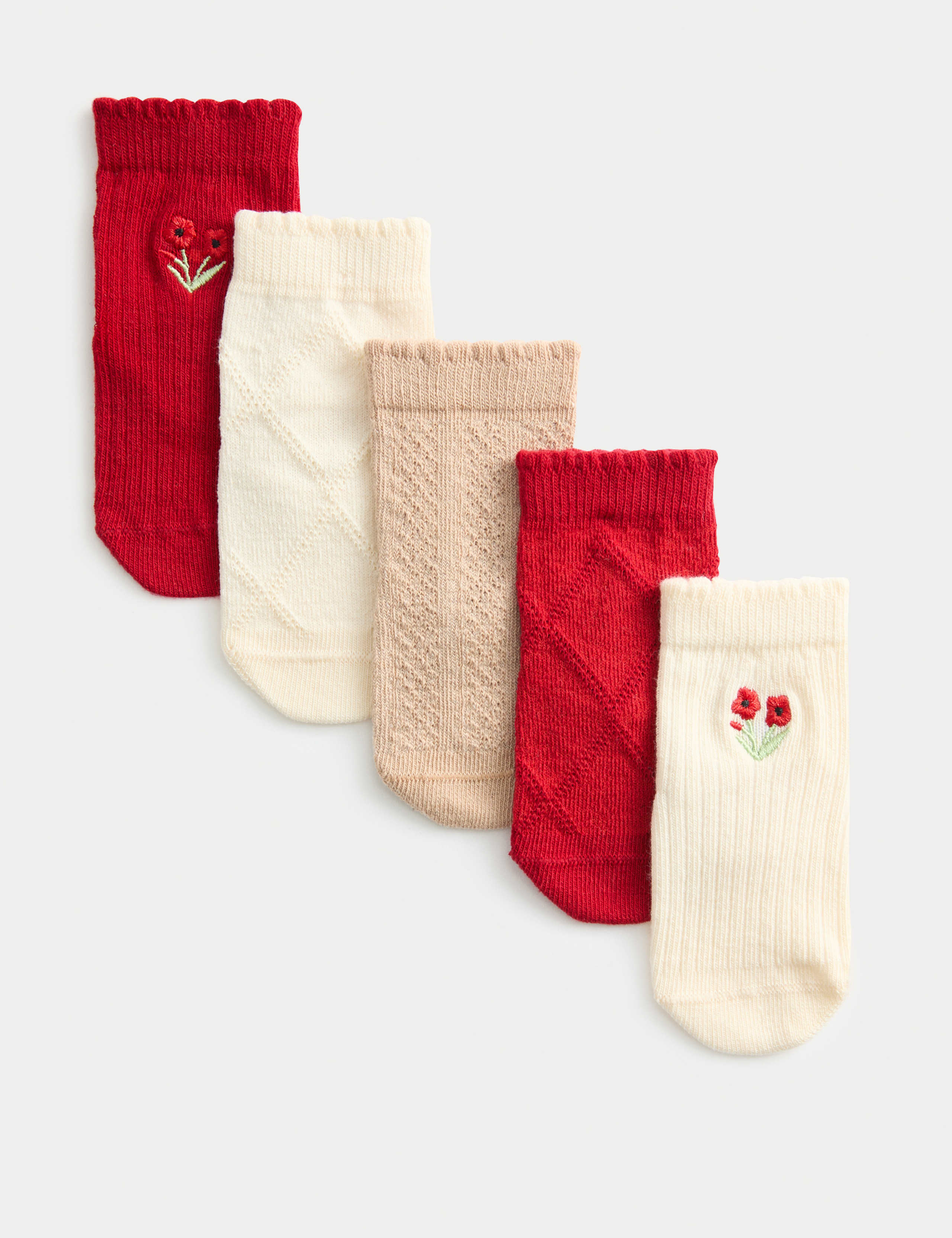 5pk Cotton Rich Floral Baby Socks (0 Mths - 3 Yrs)