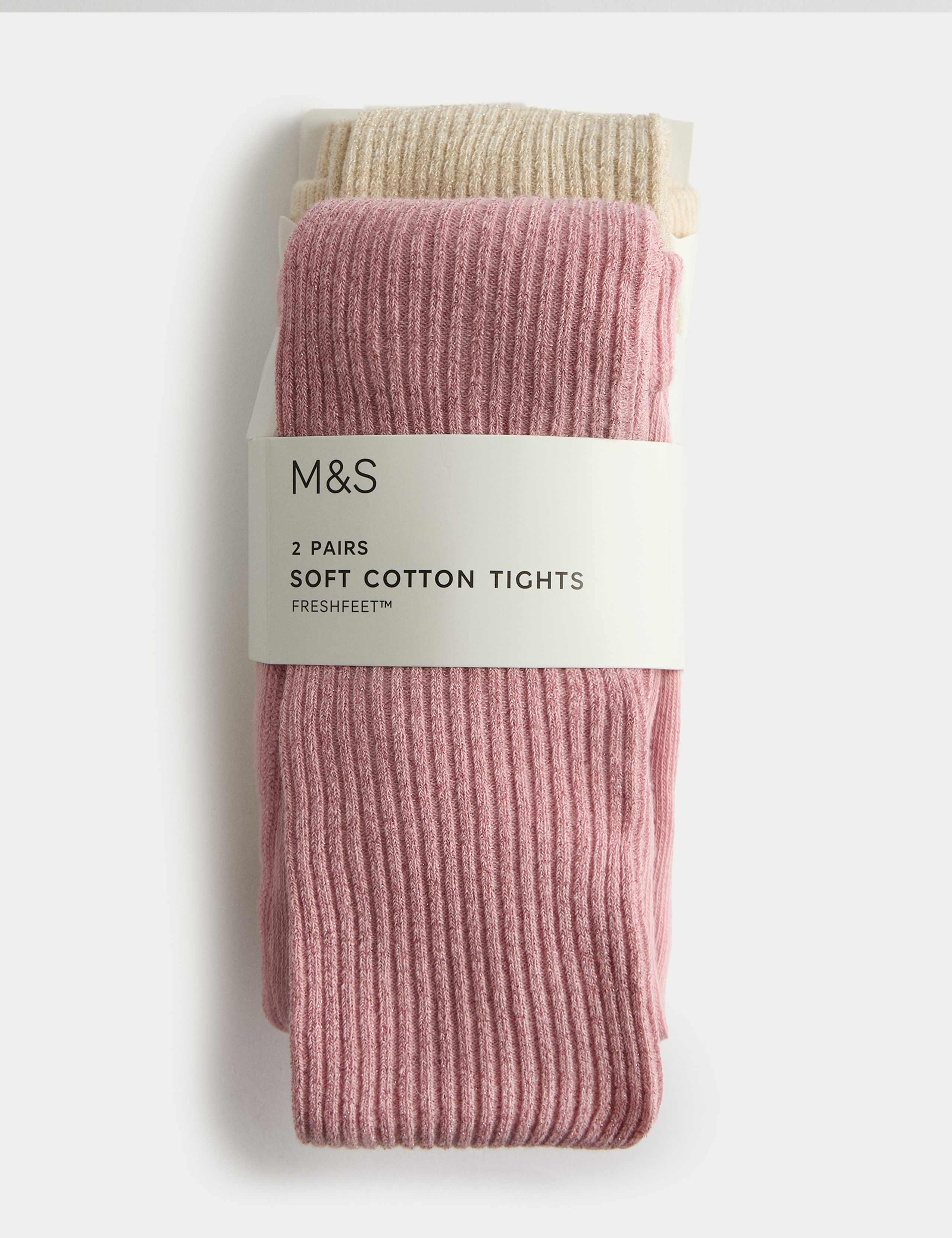 2pk Glitter Rib Tights (2-14 Yrs)