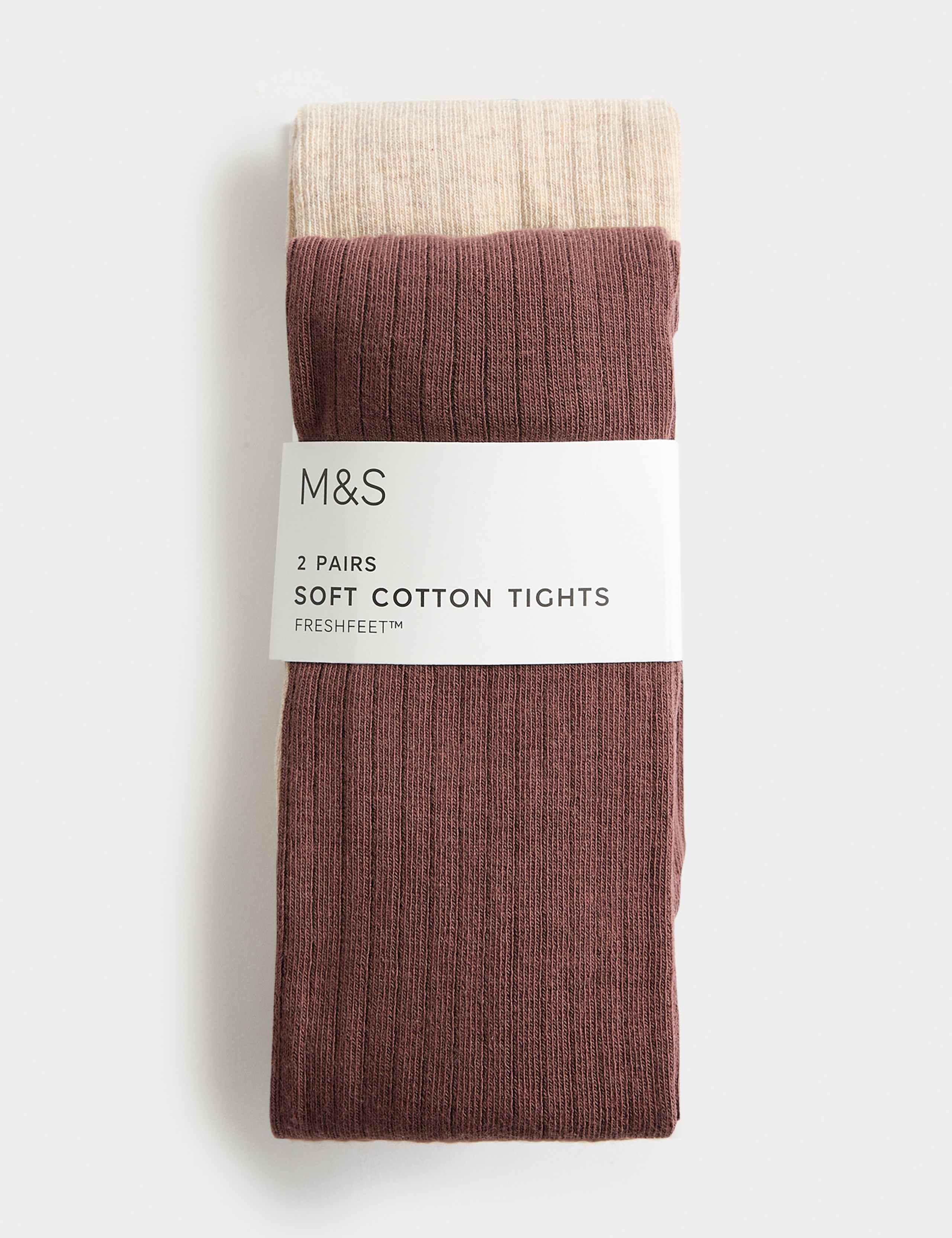 2 Pack Cotton Rich Ribbed Tights (2-14 Years)