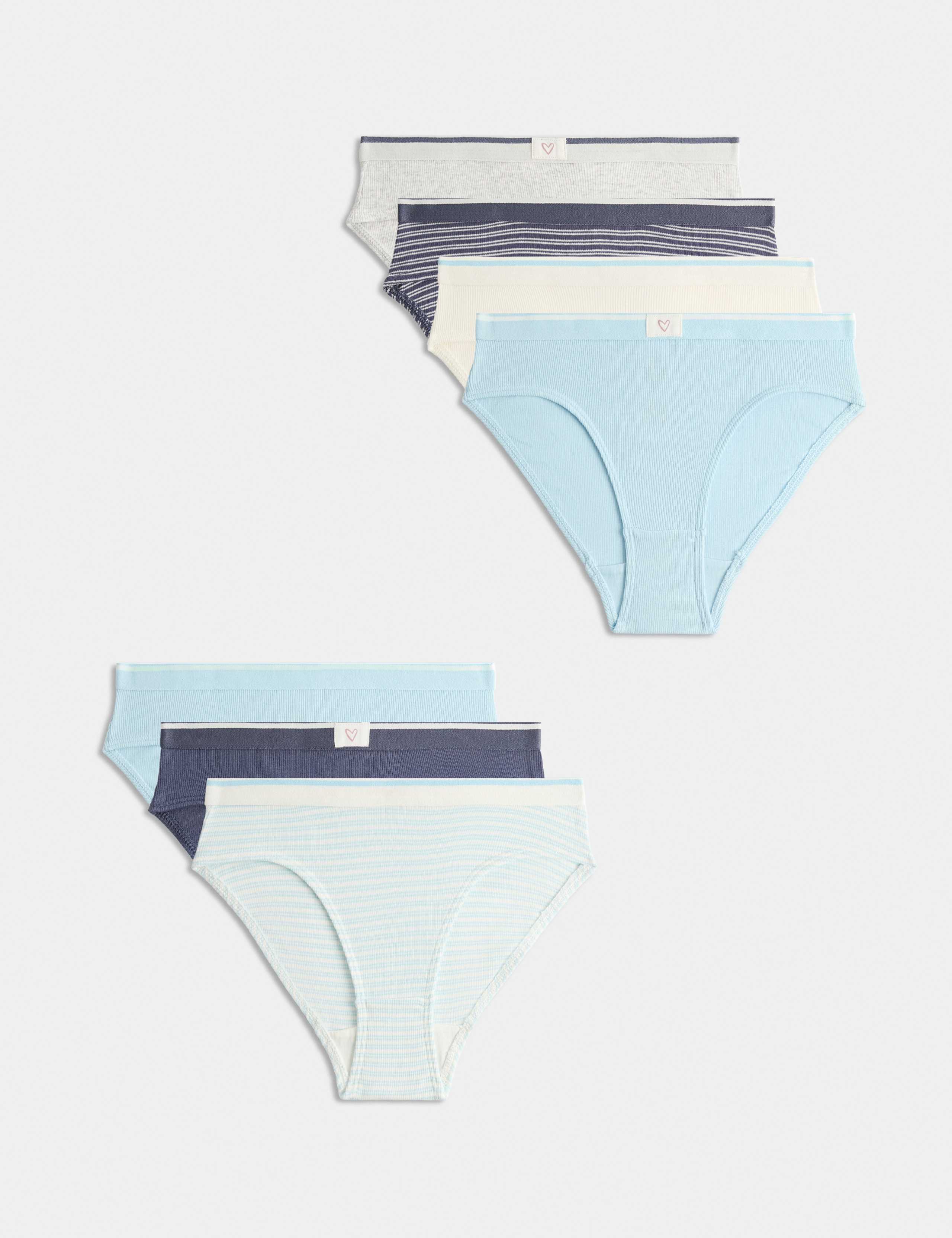 7 Pack Cotton Sporty Bikini Knickers (5-16 Yrs)