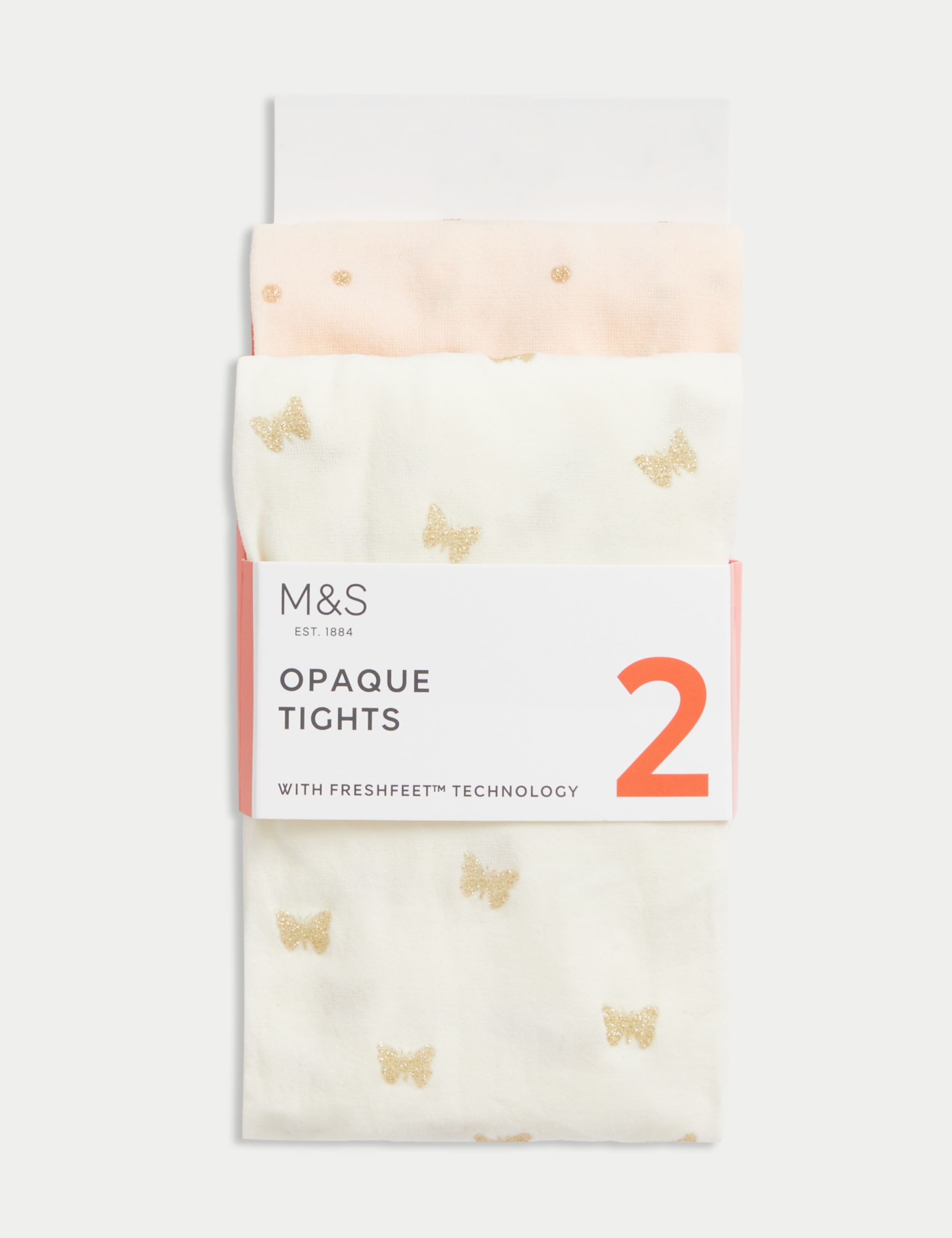 2pk 40 Denier Patterned Sparkle Tights (2-14 Yrs)