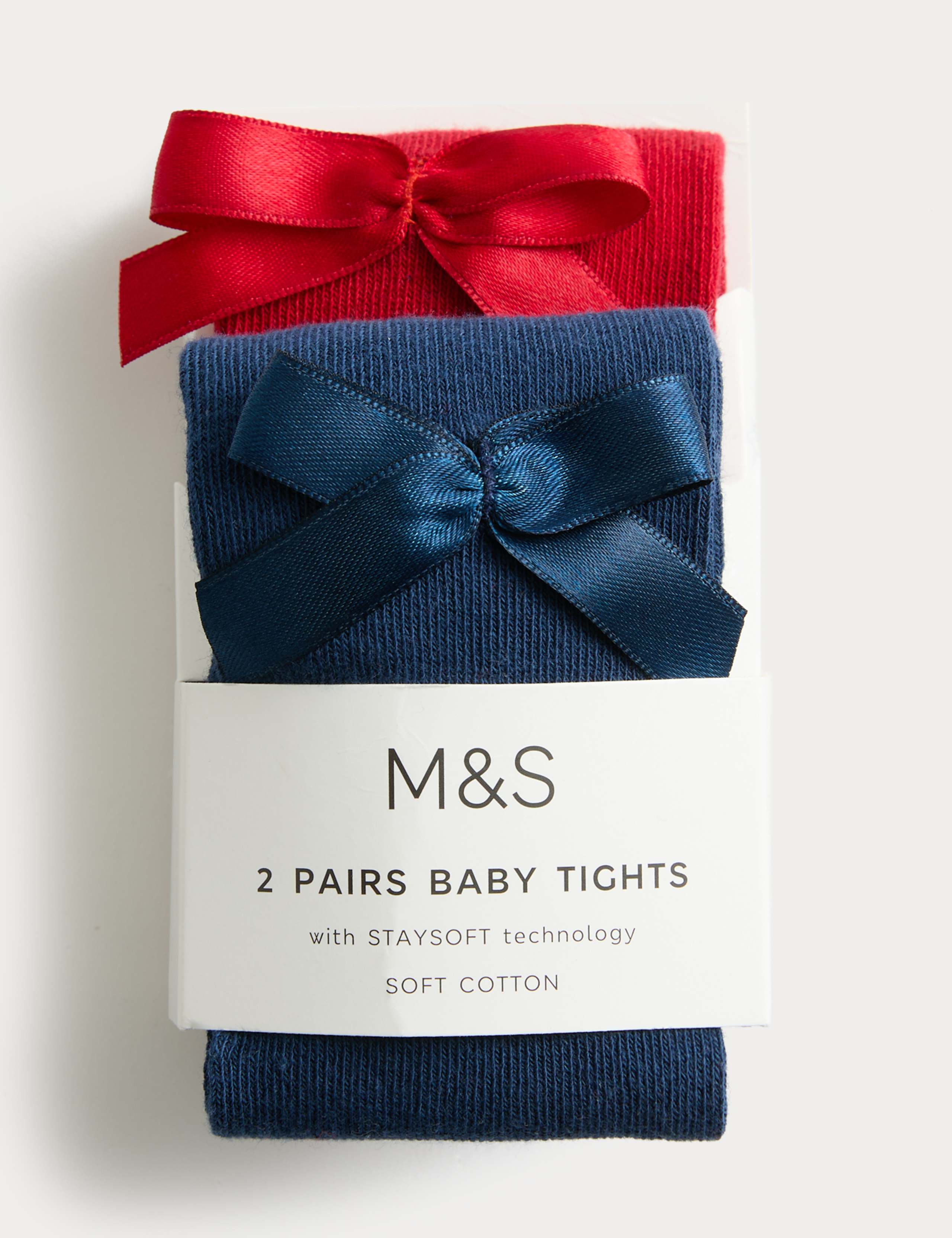 2 Pack Cotton Rich Bow Tights (0-3 Years)
