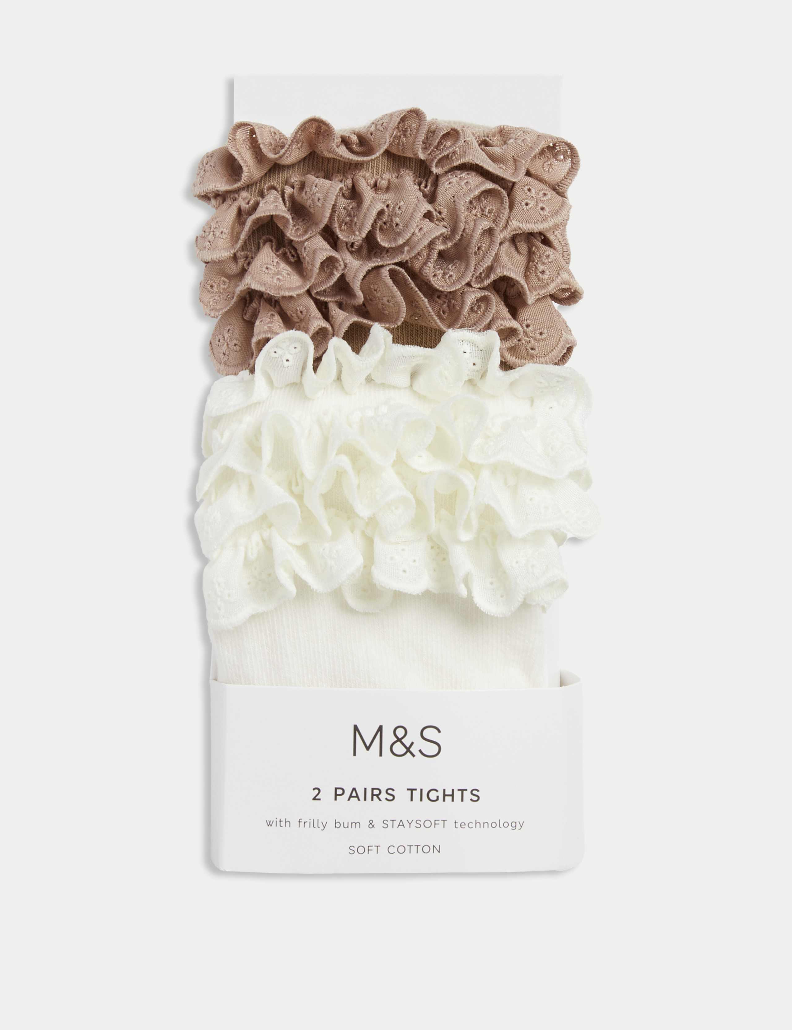 2pk Cotton Rich Frilly Tights (0-24 Mths)