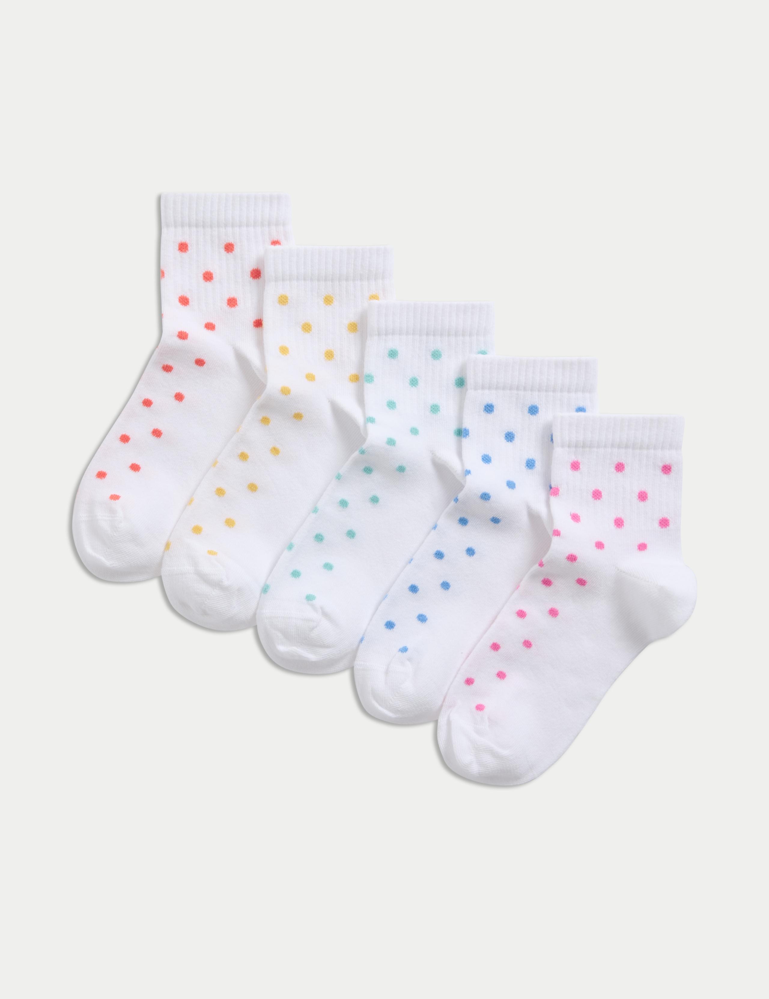 5pk Cotton Rich Spots Socks (6 Small - 7 Large)