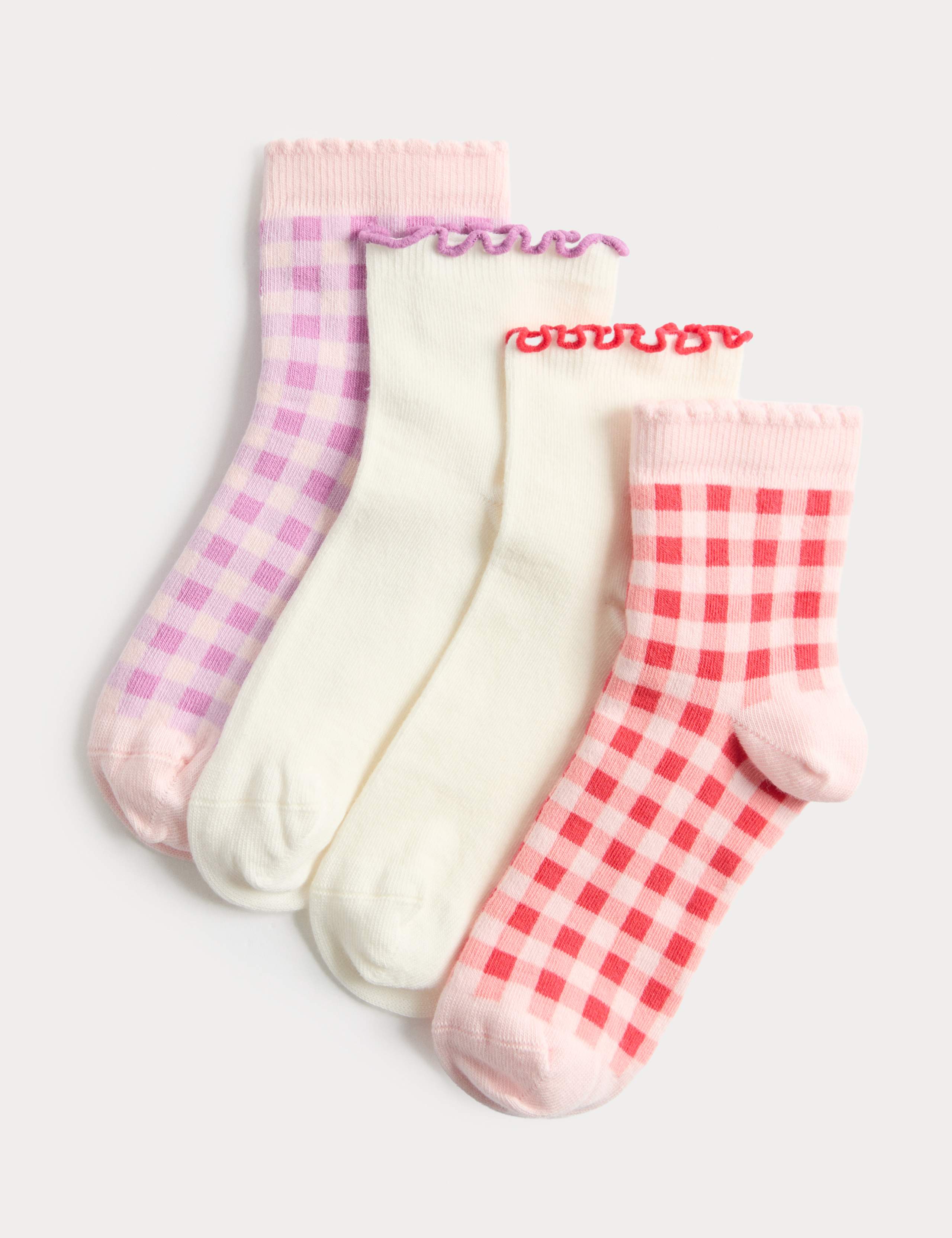 4 Pack Pastel and Gingham Socks (6 Small - 7 Large)