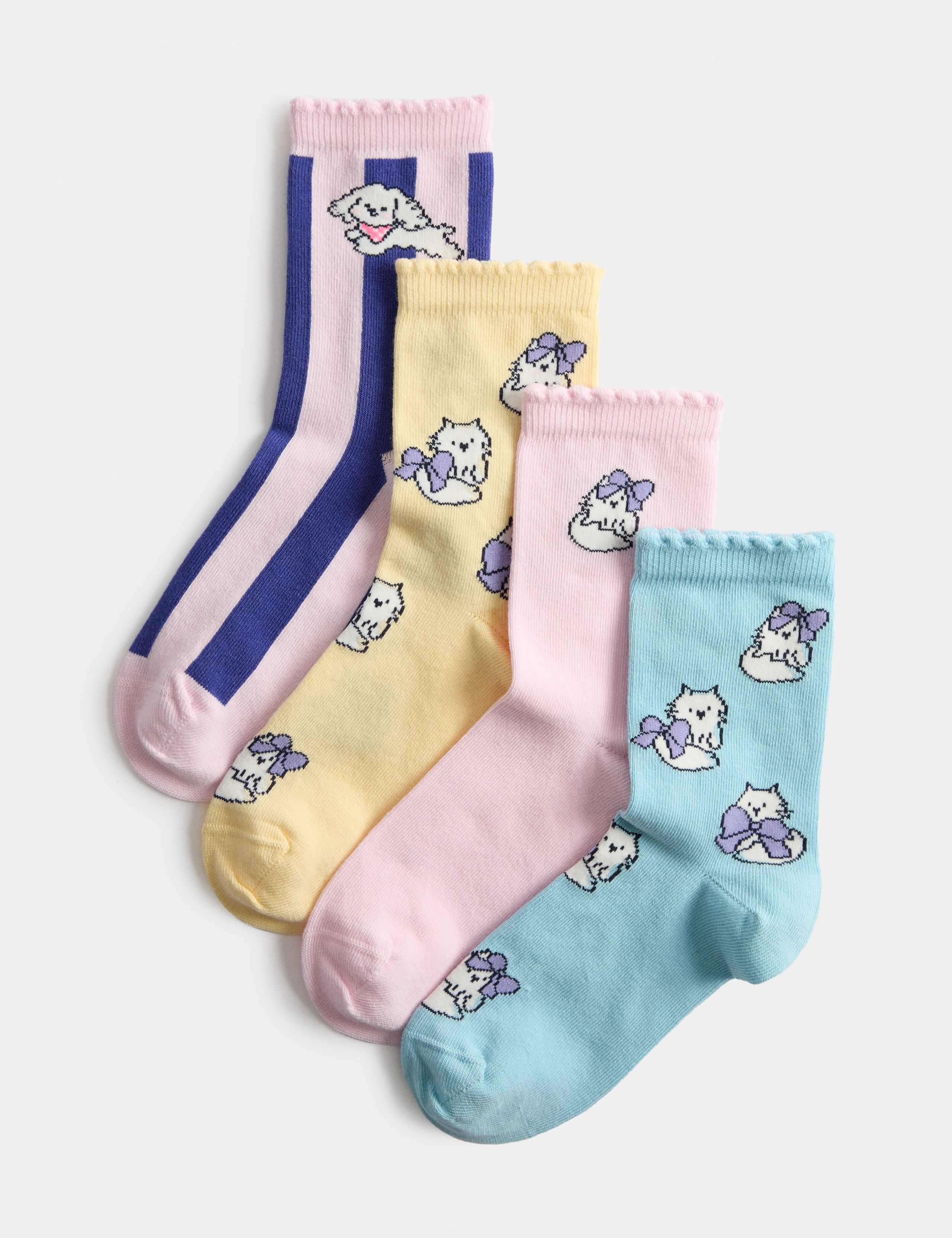 4 Pack Cotton Rich Animal Socks (6 Small-7 Large)