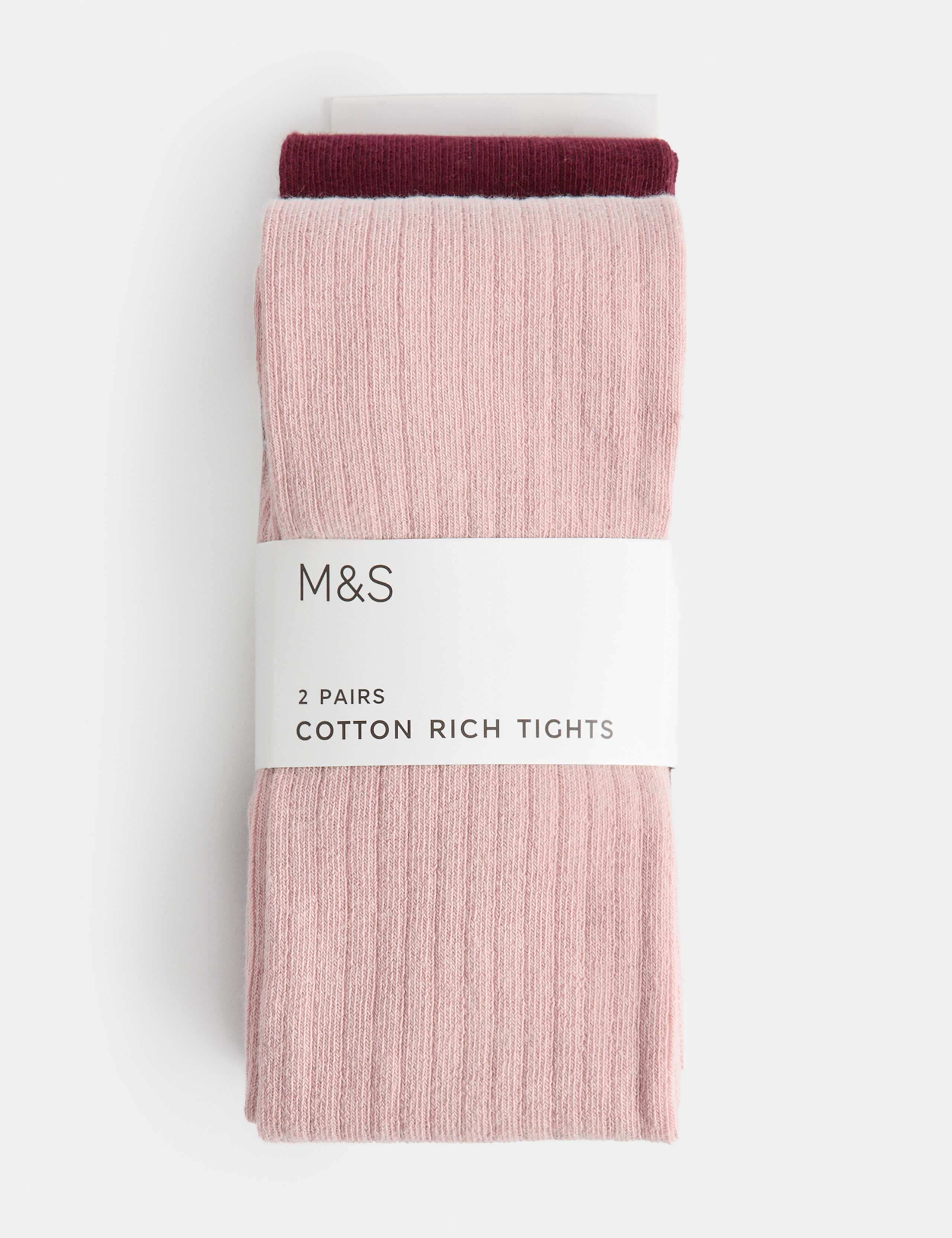 2 Pack Cotton Rich Ribbed Tights (2-14 Yrs)