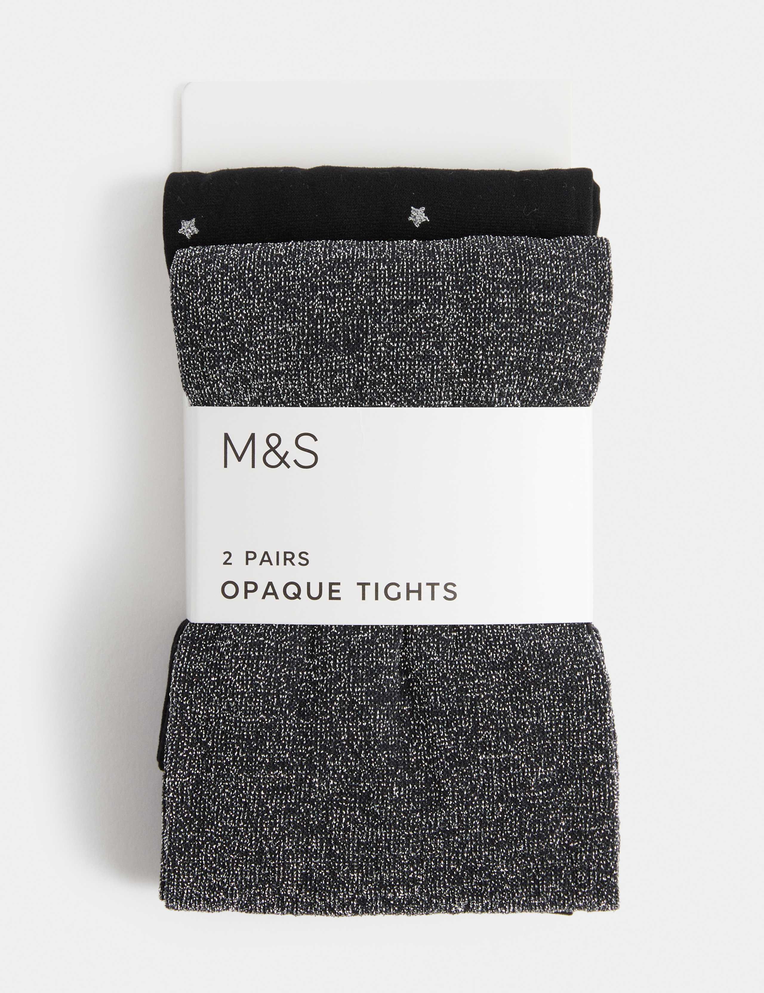 2 Pack Star Sparkly Opaque Tights