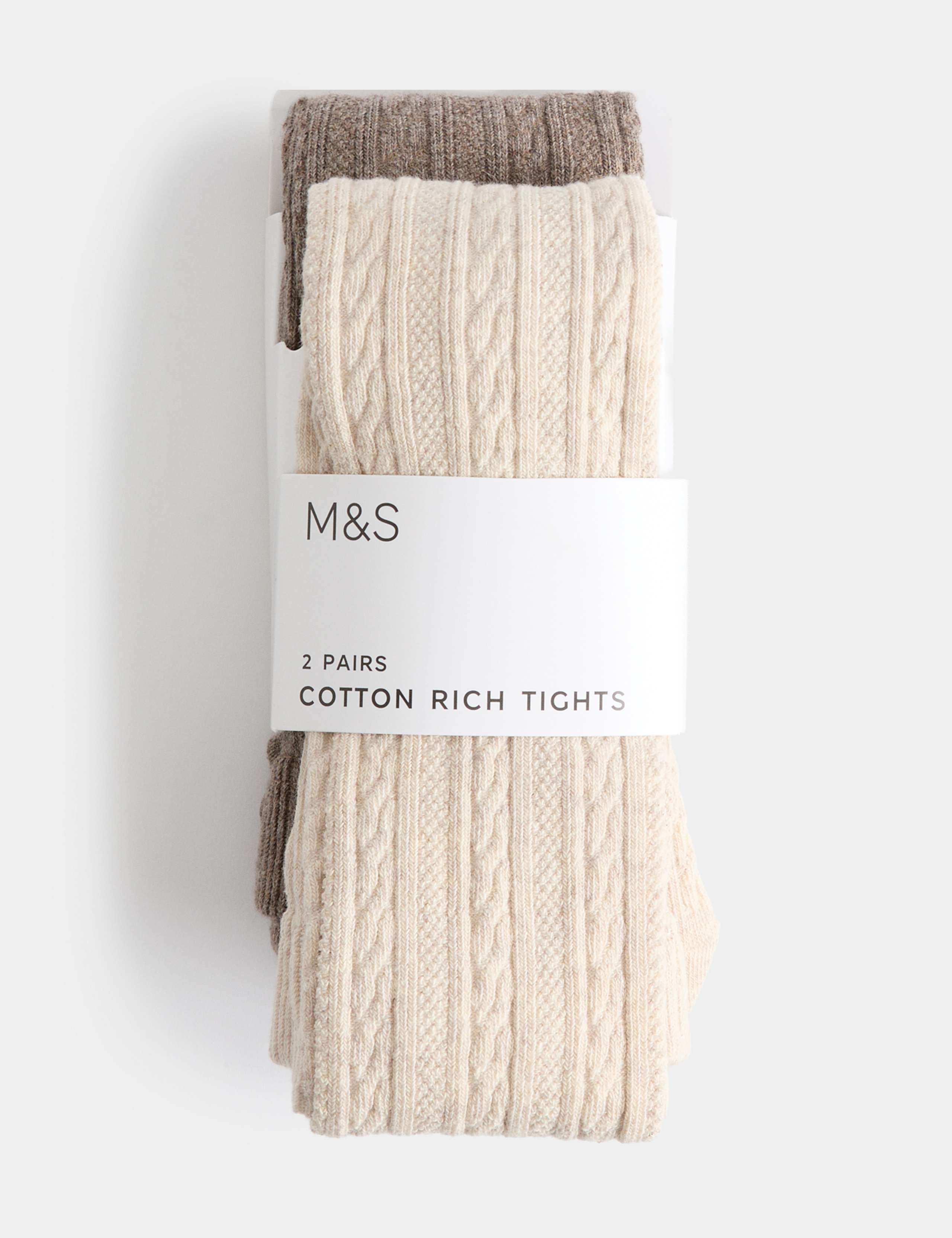 2 Pack Cotton Rich Cable Tights (2-14 Yrs)