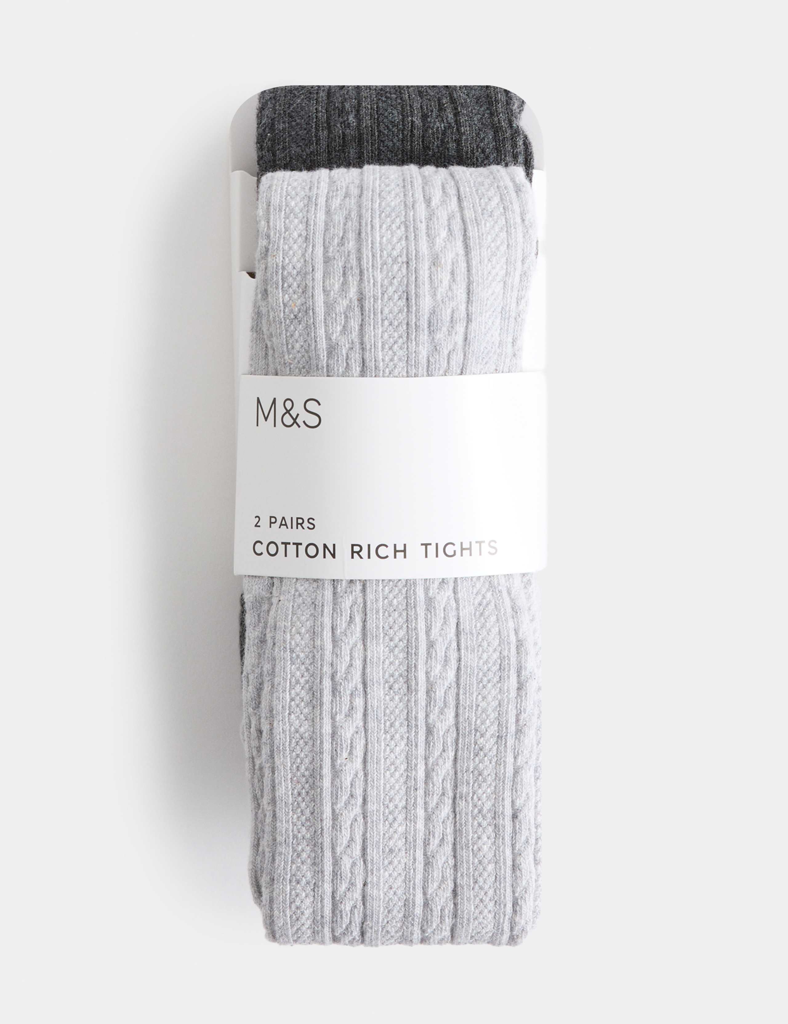2 Pack Cotton Rich Cable Tights (2-14 Yrs)
