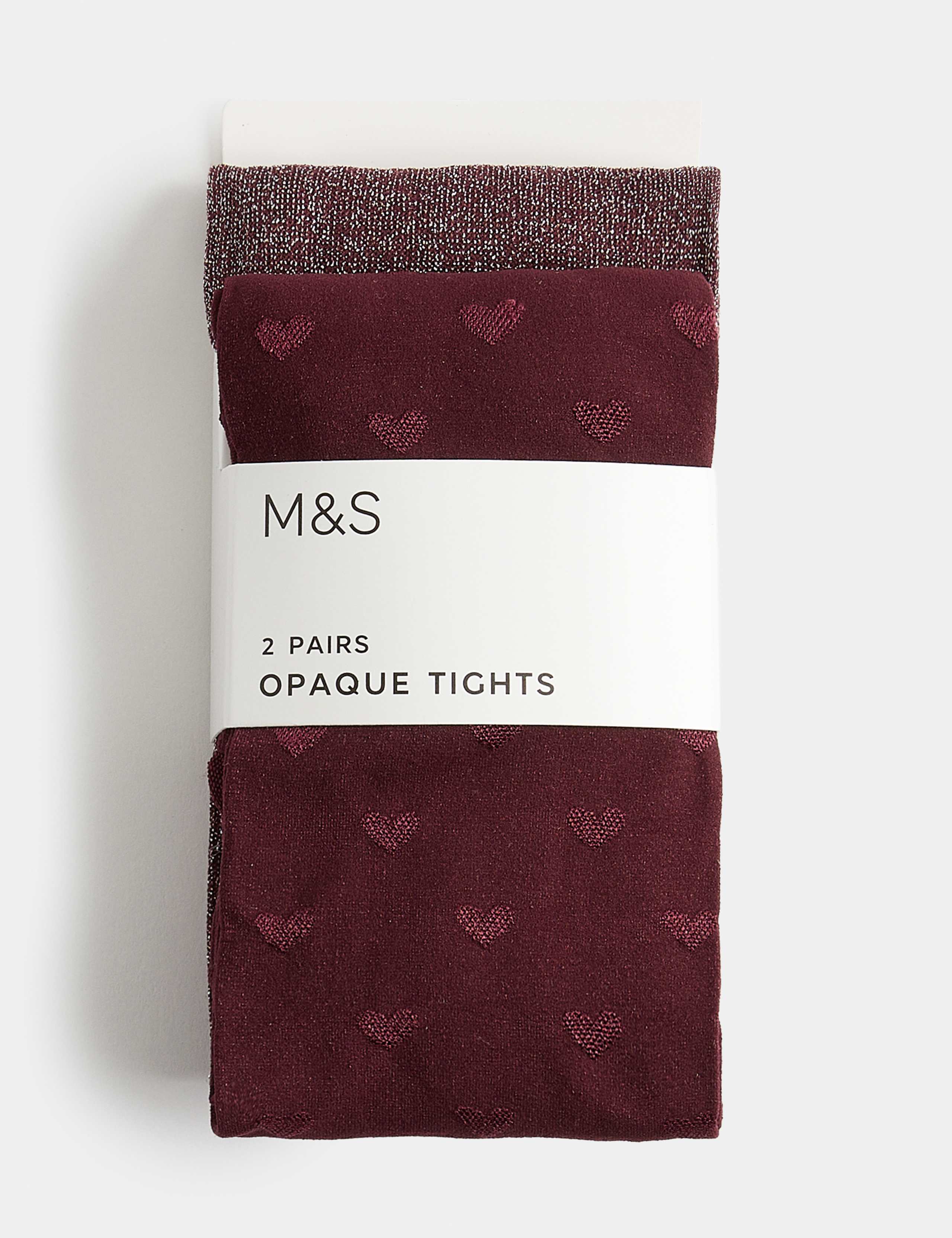 2 Pack Heart Sparkle Opaque Tights