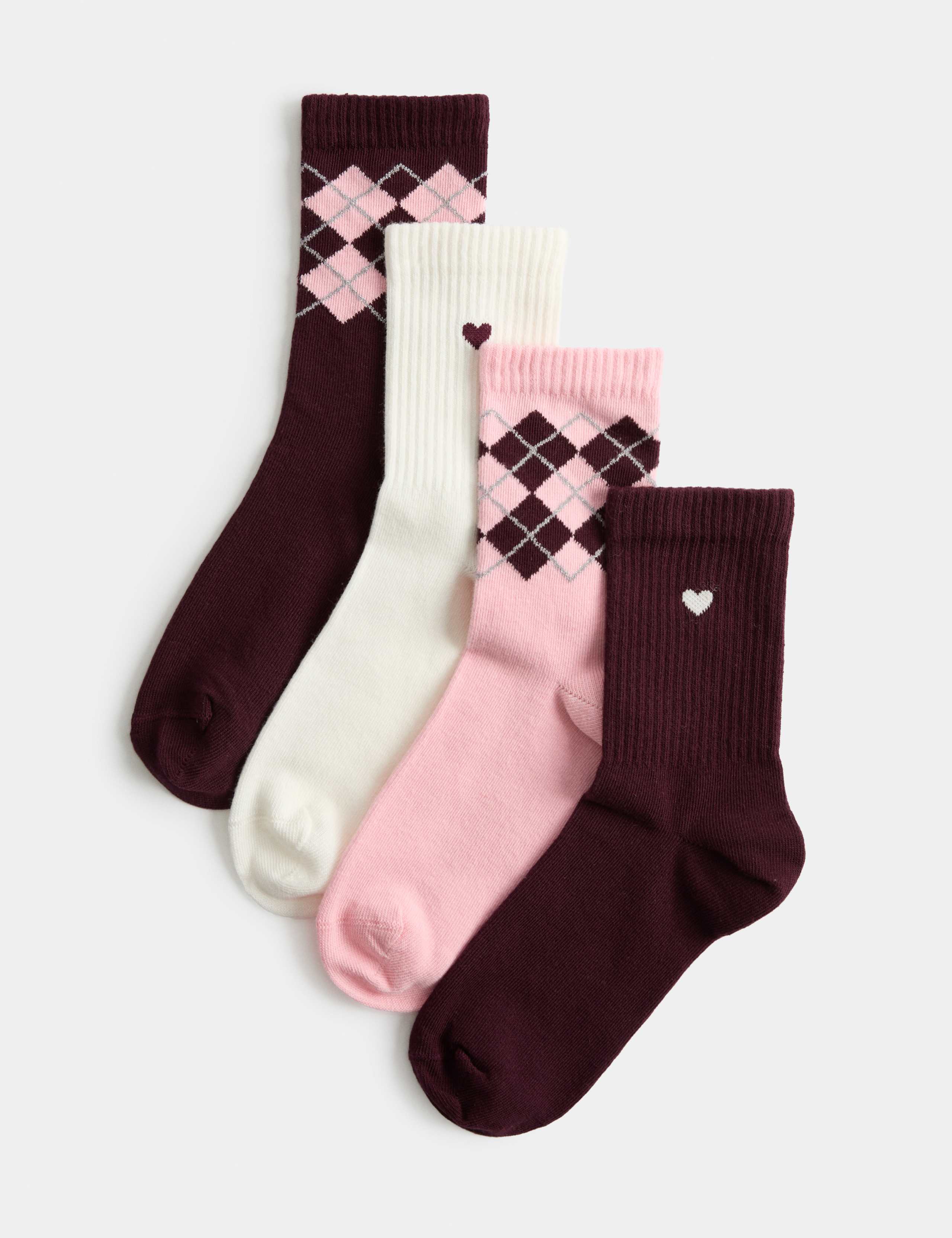 4 Pack Cotton Rich Argyle Ankle Socks